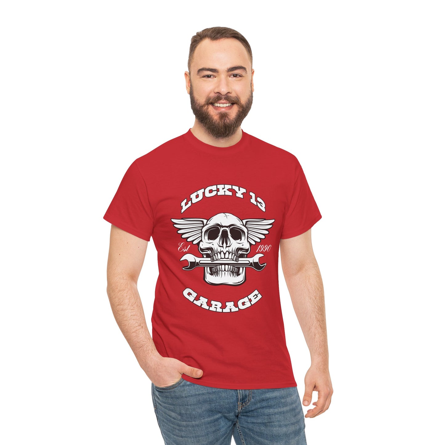 Lucky 13 Motorcycle Tee - Gildan® 5000 Heavy Cotton™, Iconic Design, Midweight Fabric for Everyday Wear