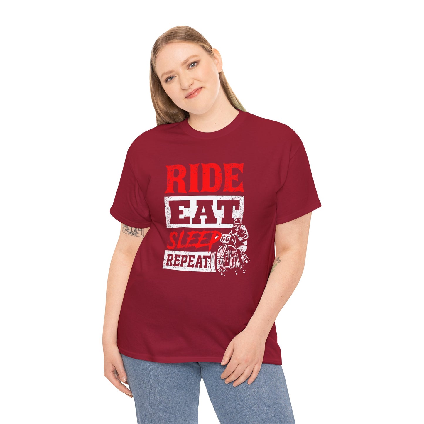 Ride, Eat, Sleep, Repeat Lifestyle Tee | Gildan® 5000 Heavy Cotton™ - Classic Comfort for Bikers