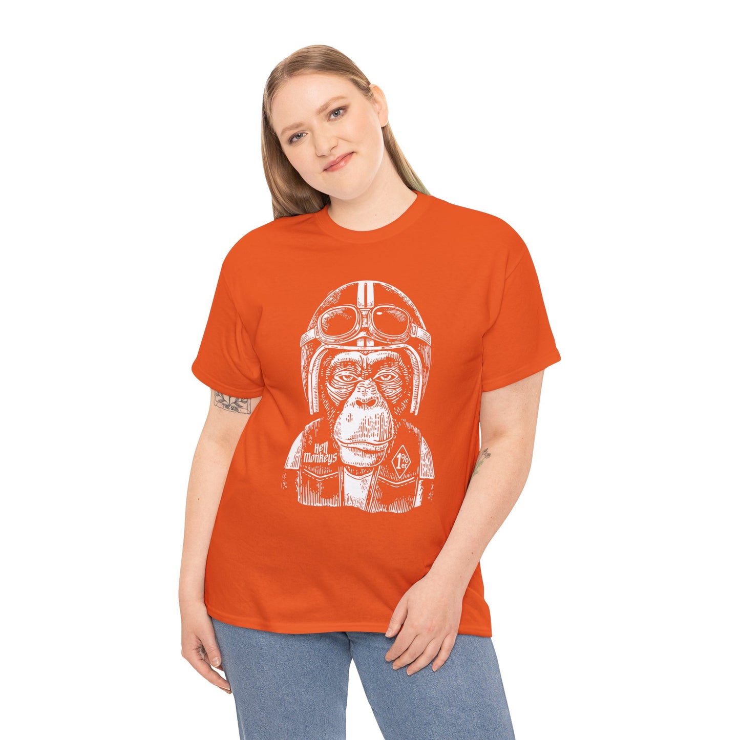 Ride Wild: Hell's Monkey Ape Biker T-Shirt - Gildan® 5000 Heavy Cotton™, Rugged Style for True Bikers