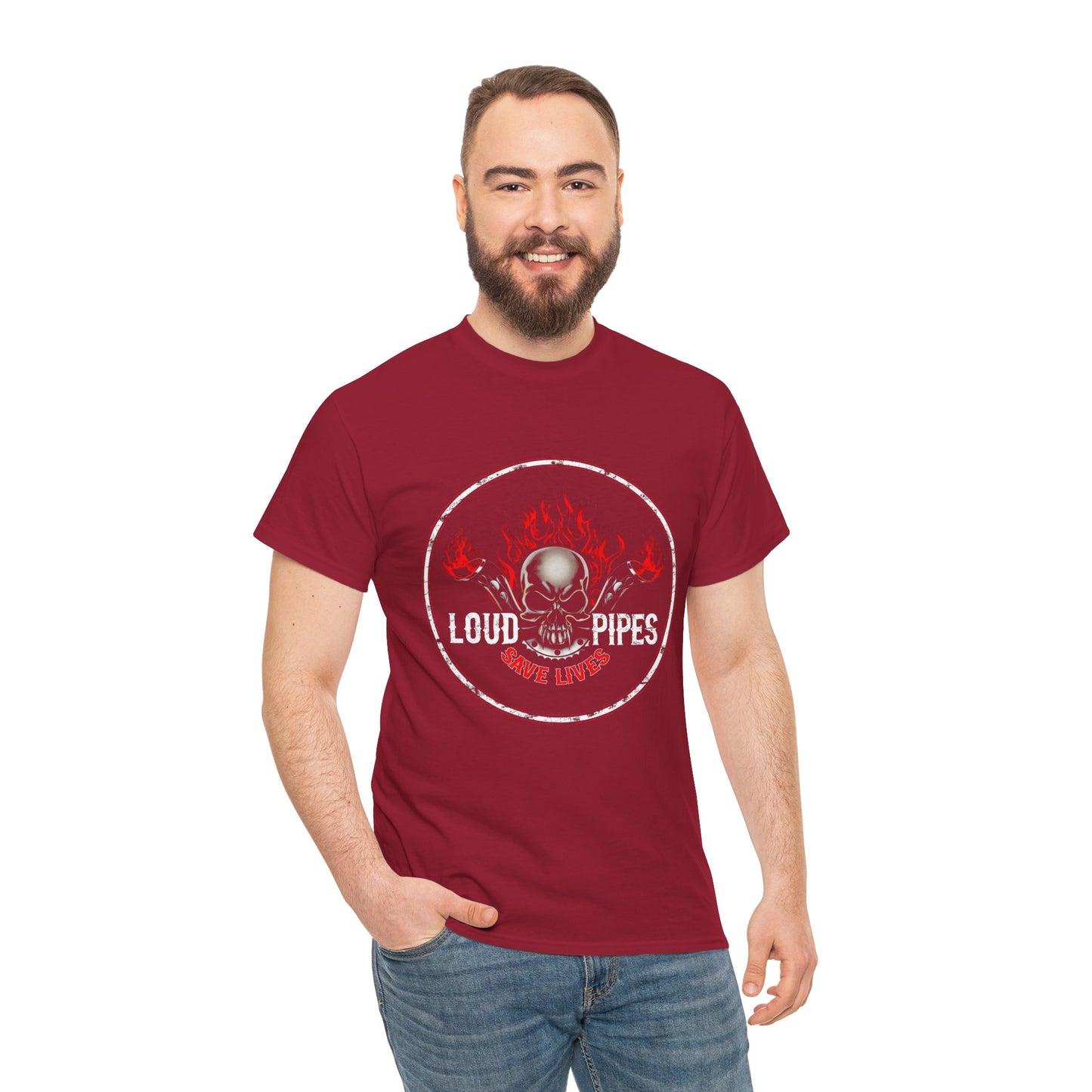 Loud Pipes Save Lives Tee - Gildan® 5000 Heavy Cotton™, Midweight Fabric, Classic Fit & Biker Attitude