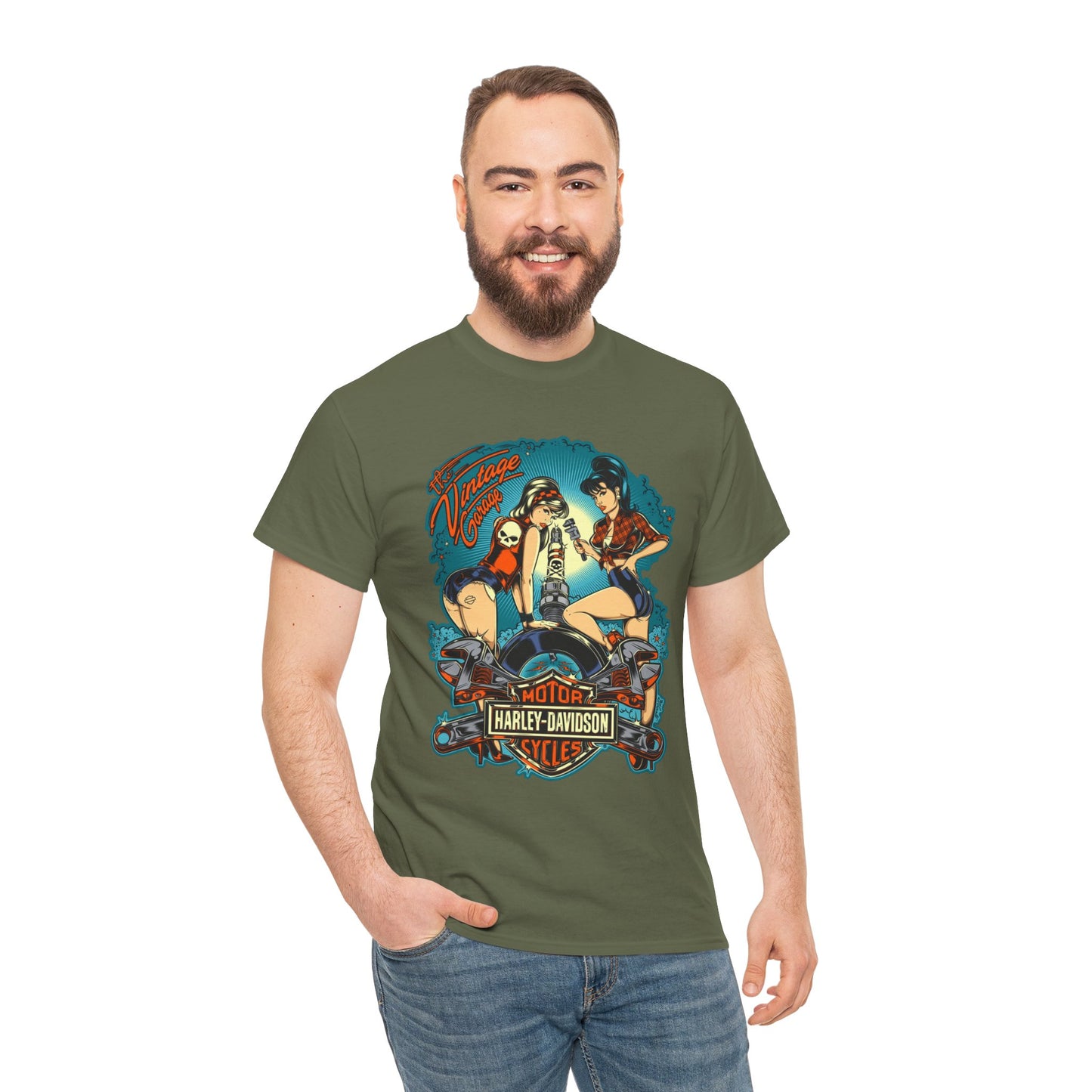 Harley Davidson T-Shirt | Gildan® 5000 Heavy Cotton™, Classic Fit, Timeless Biker Style