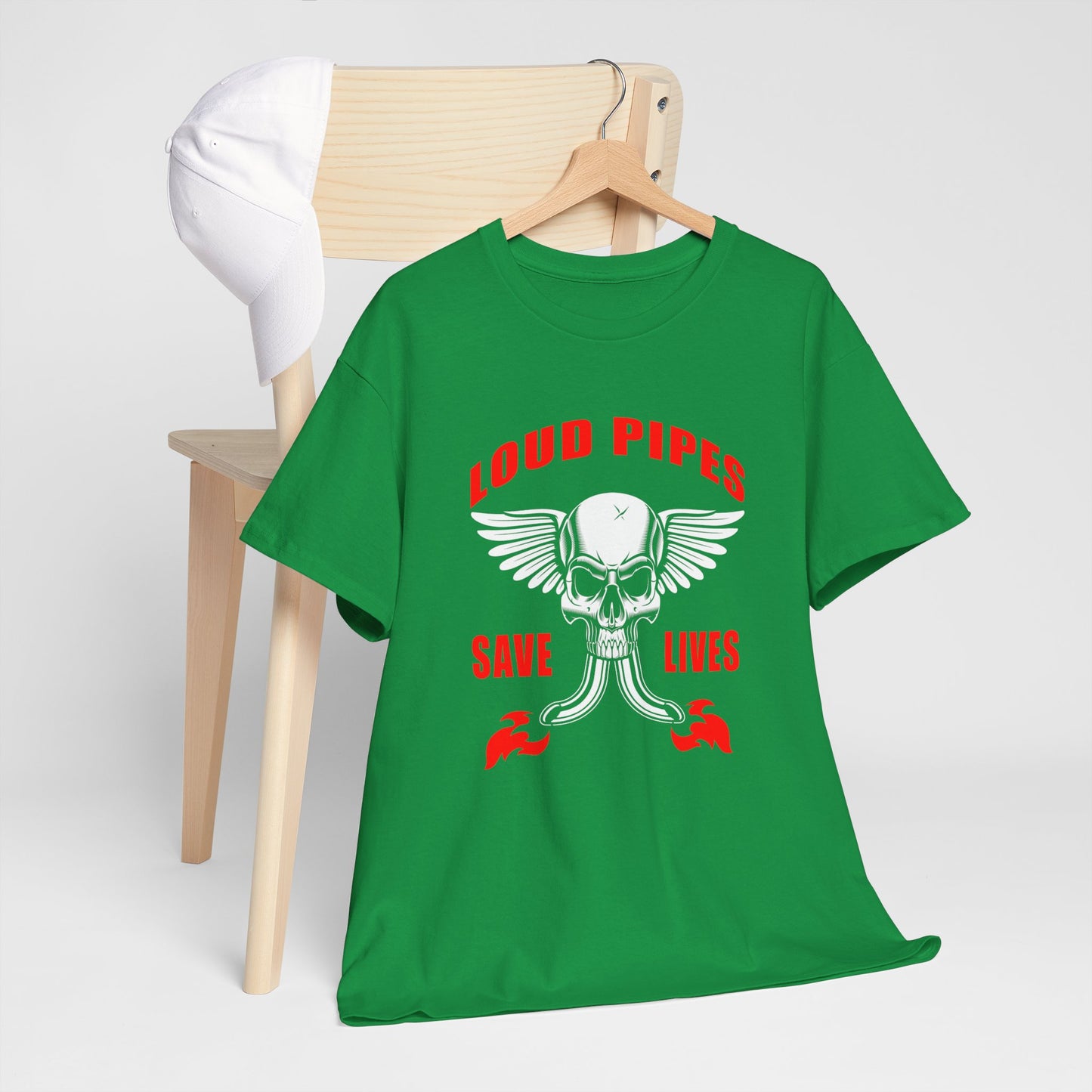 Loud Pipes Save Lives Graphic Tee - Gildan® 5000 Heavy Cotton™, Classic Fit for Passionate Riders