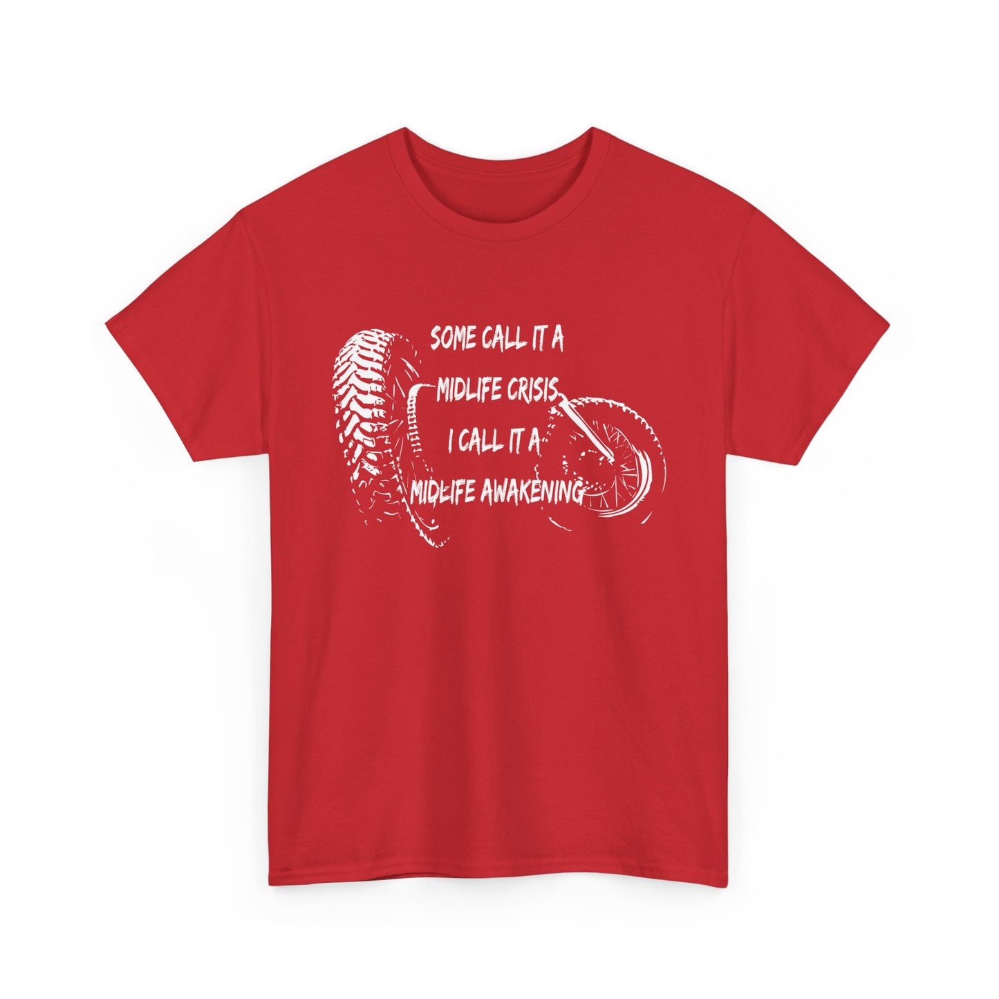Midlife Crisis Motorcycle Slogan Tee - Gildan® 5000 Heavy Cotton™, For Edgy, Fearless Riders
