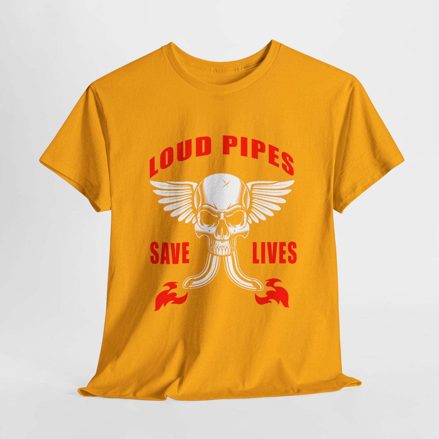 Loud Pipes Save Lives Graphic Tee - Gildan® 5000 Heavy Cotton™, Classic Fit for Passionate Riders