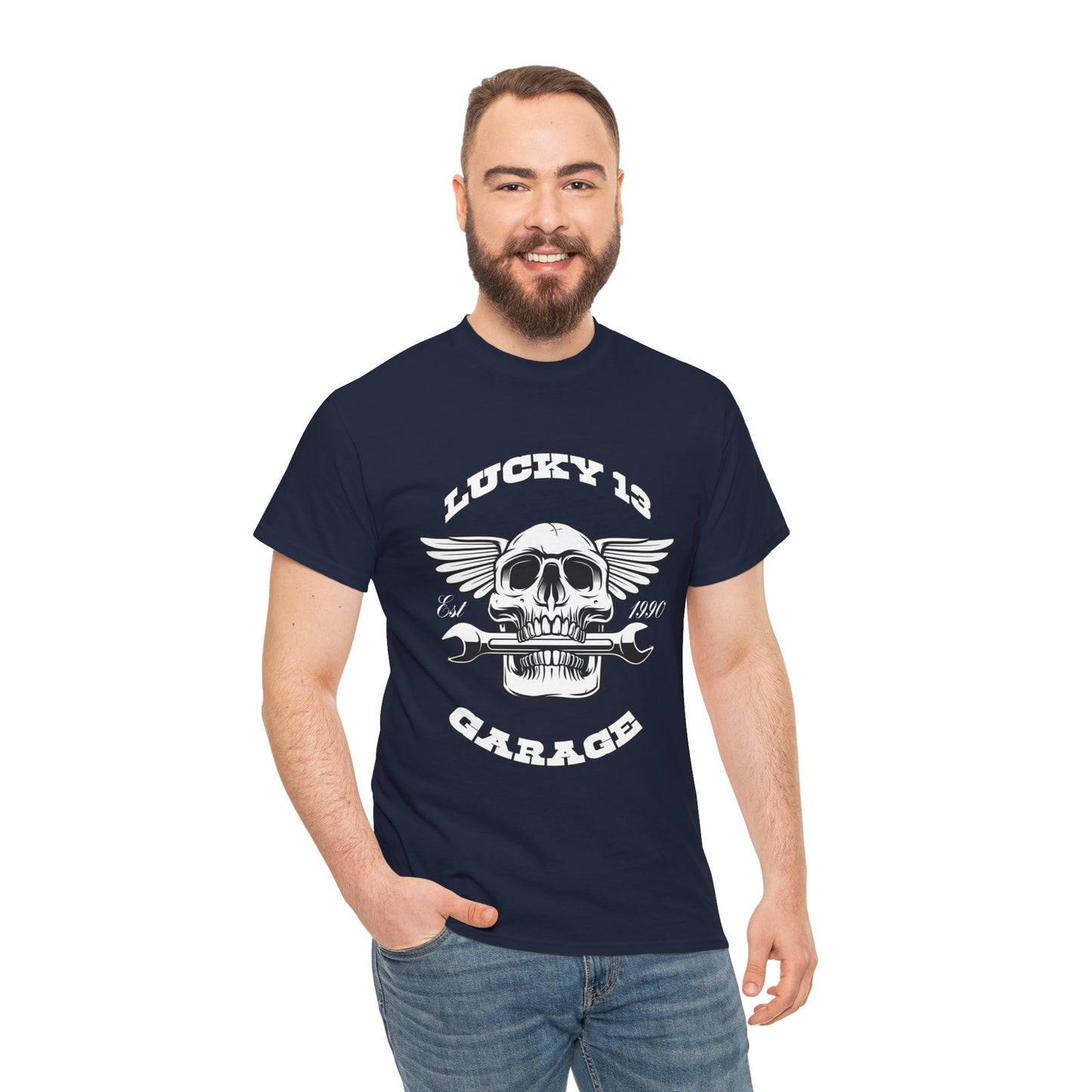 Lucky 13 Motorcycle Tee - Gildan® 5000 Heavy Cotton™, Iconic Design, Midweight Fabric for Everyday Wear