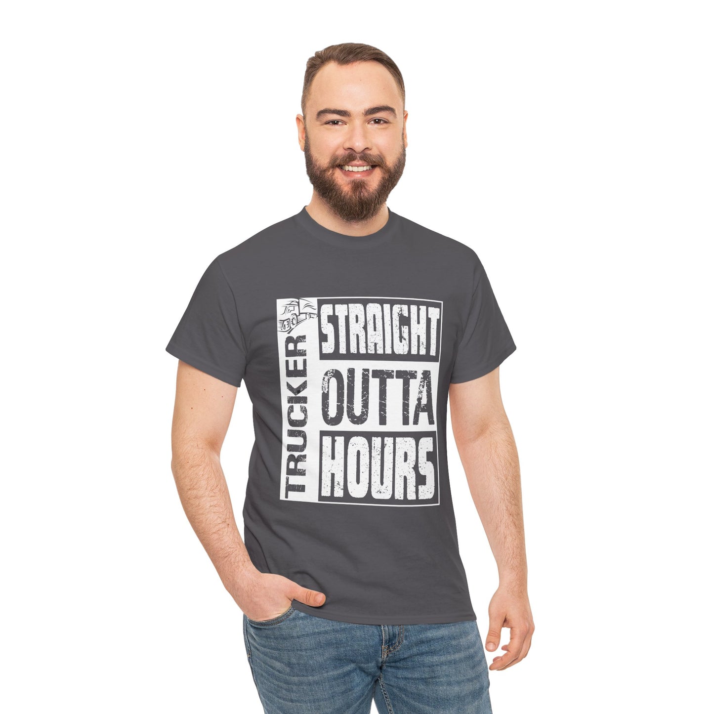 Trucker Straight Outta Hours T-Shirt - Hilarious Design for Hardworking Drivers