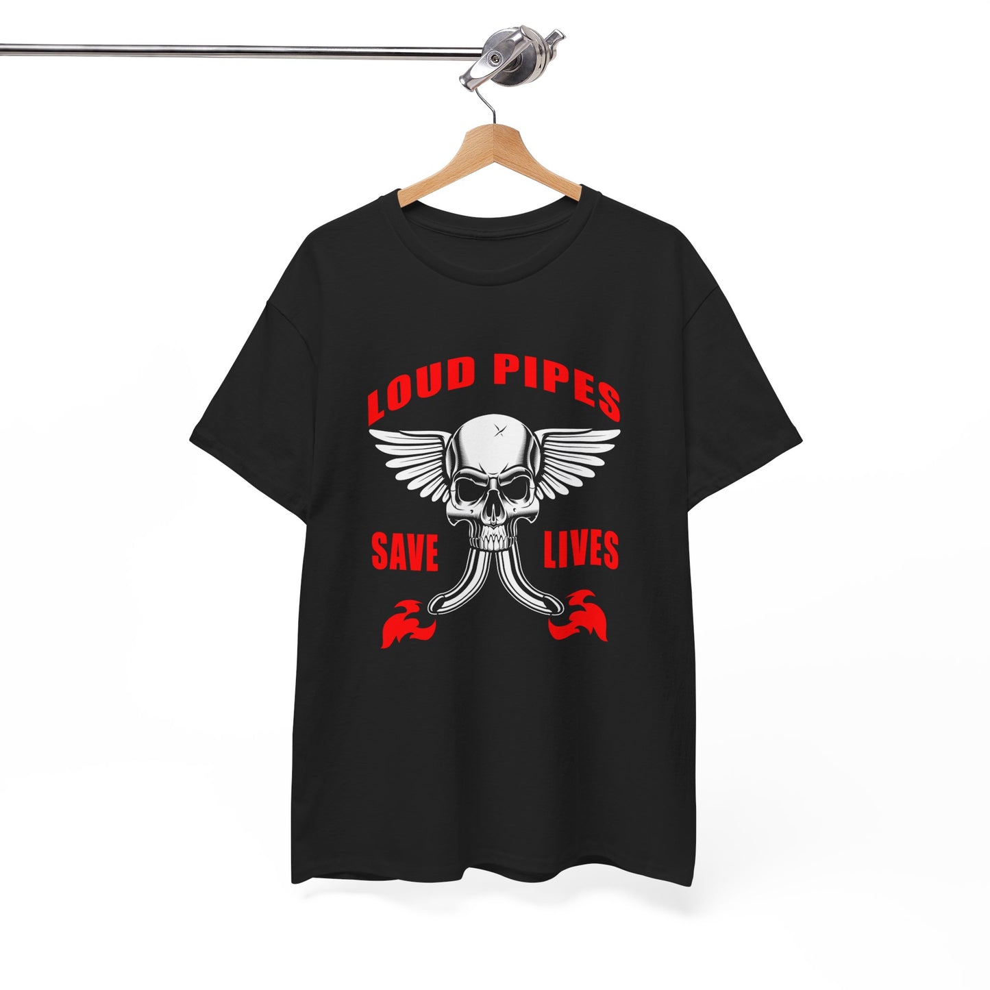 Loud Pipes Save Lives Graphic Tee - Gildan® 5000 Heavy Cotton™, Classic Fit for Passionate Riders