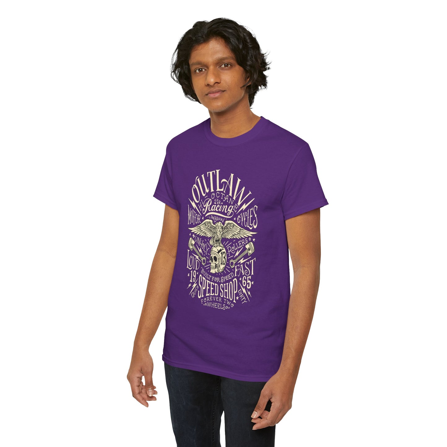 Outlaw Speedshop Biker Tee | Gildan® 5000 Heavy Cotton™ - Bold Design, Durable & Comfortable for Riders