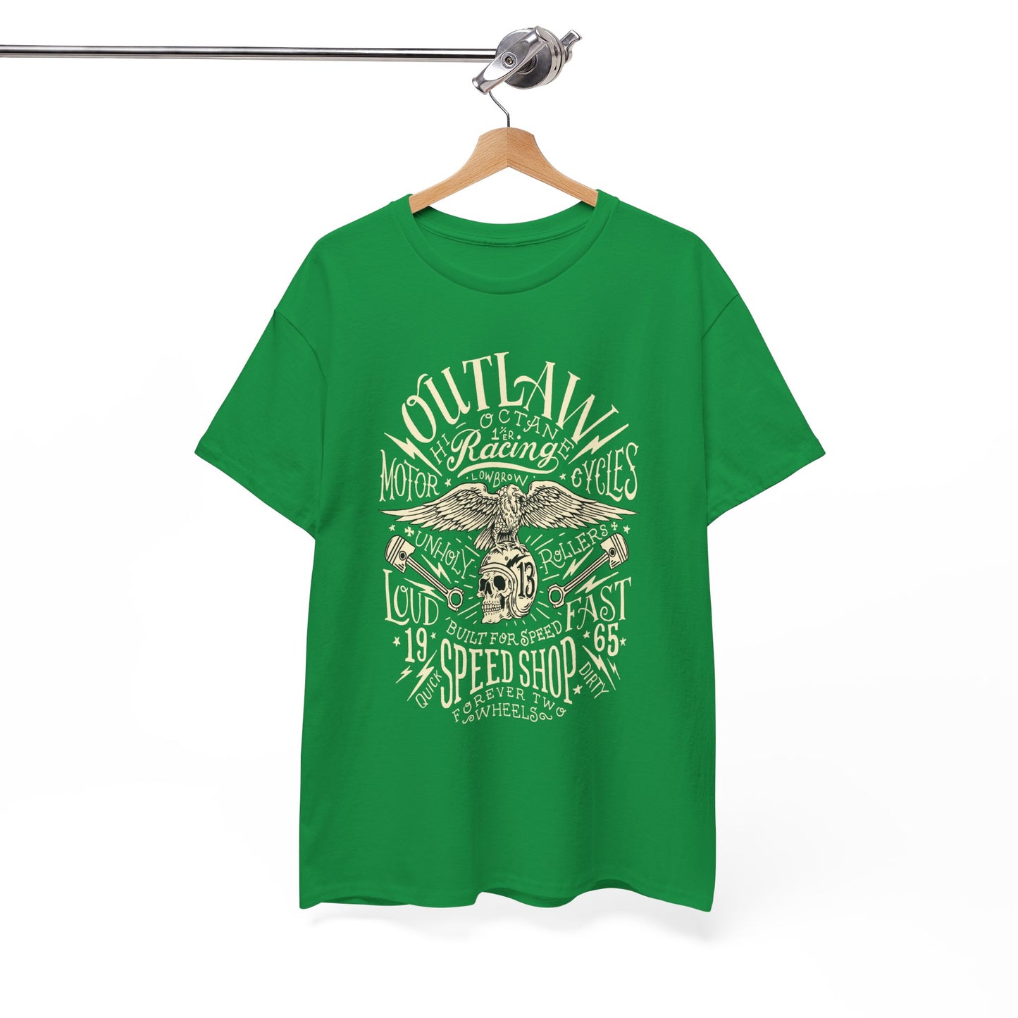 Outlaw Speedshop Biker Tee | Gildan® 5000 Heavy Cotton™ - Bold Design, Durable & Comfortable for Riders