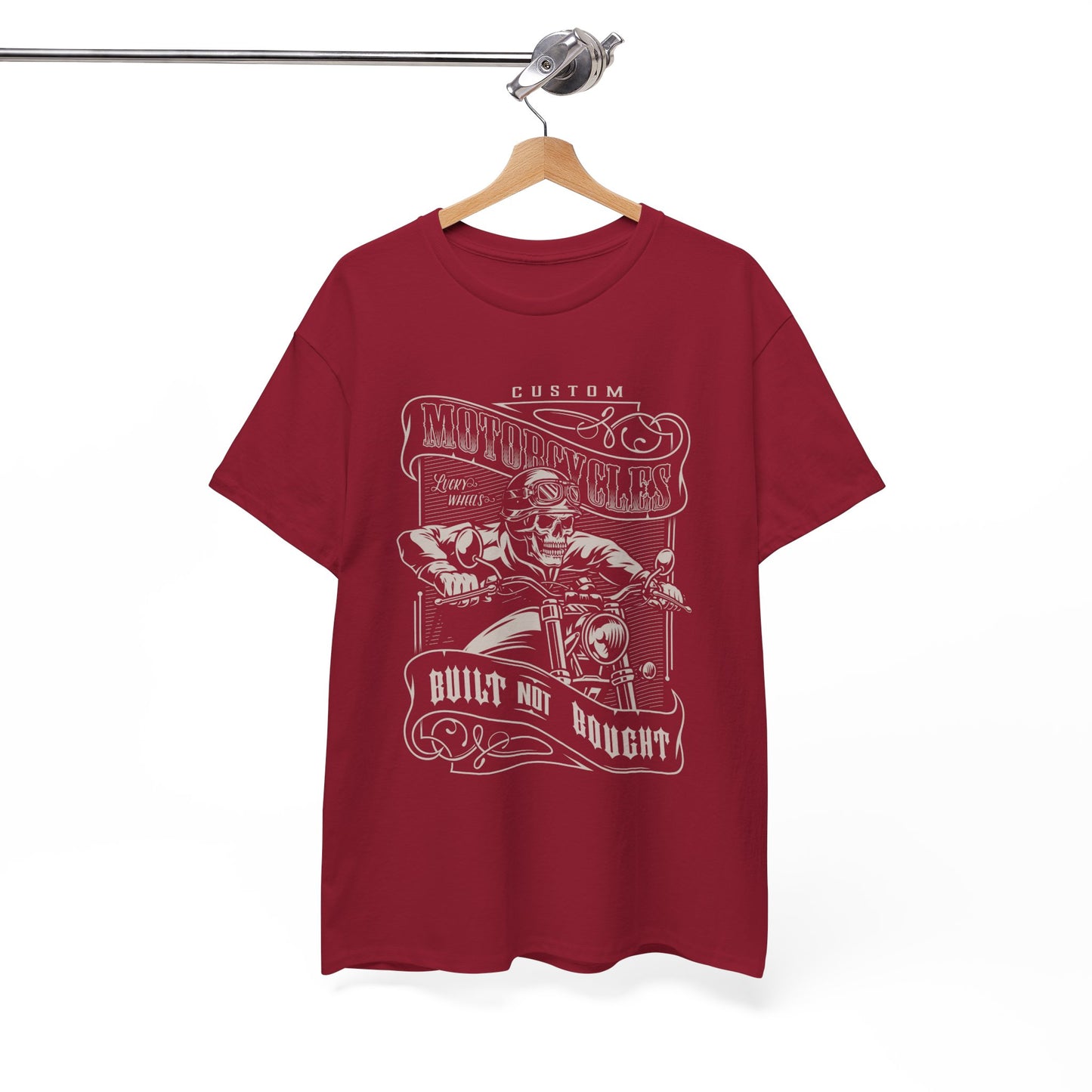 Built Not Bought: Stylish Biker Tee in Heavy Cotton - Classic Fit with a Rib Collar for Added Comfort