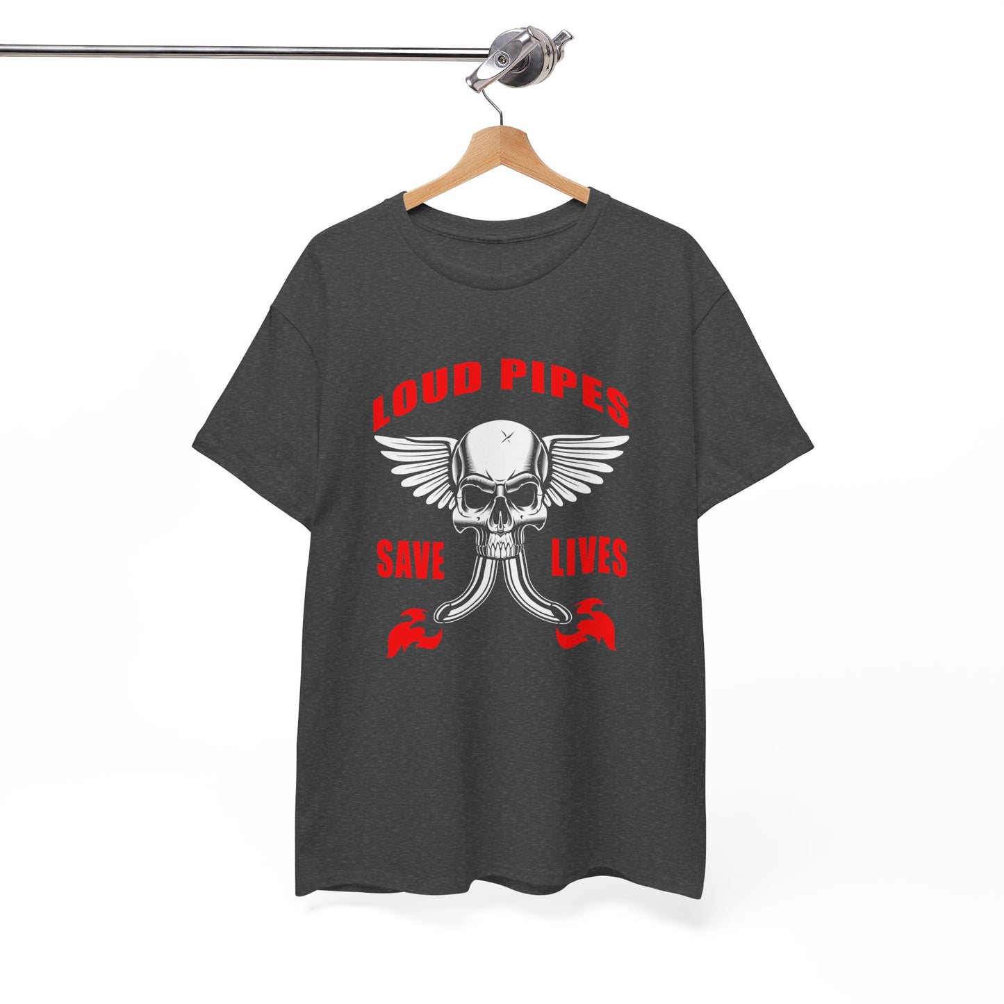 Loud Pipes Save Lives Graphic Tee - Gildan® 5000 Heavy Cotton™, Classic Fit for Passionate Riders