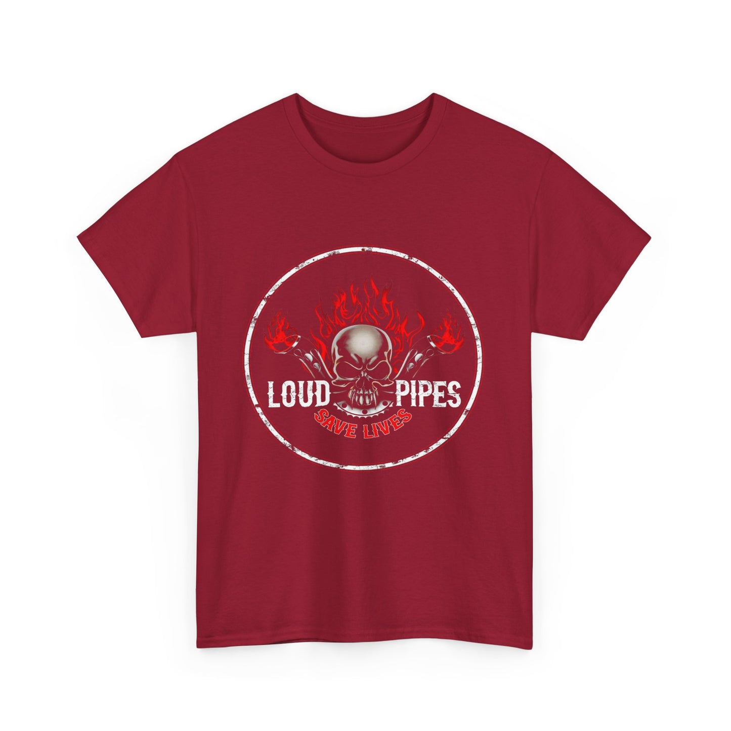 Loud Pipes Save Lives Tee - Gildan® 5000 Heavy Cotton™, Midweight Fabric, Classic Fit & Biker Attitude