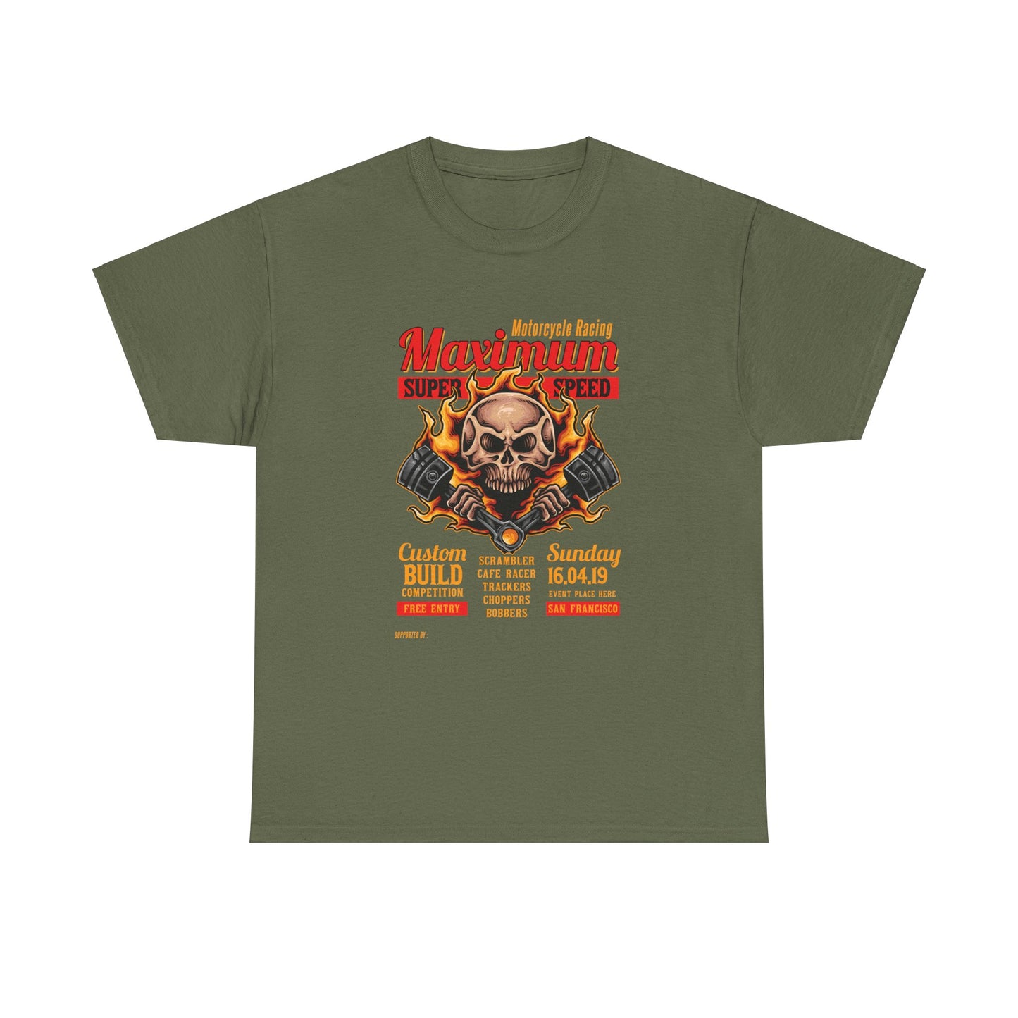 Fire Piston Motorcycle Tee - Gildan® 5000 Heavy Cotton™, Durable & Comfortable Fit