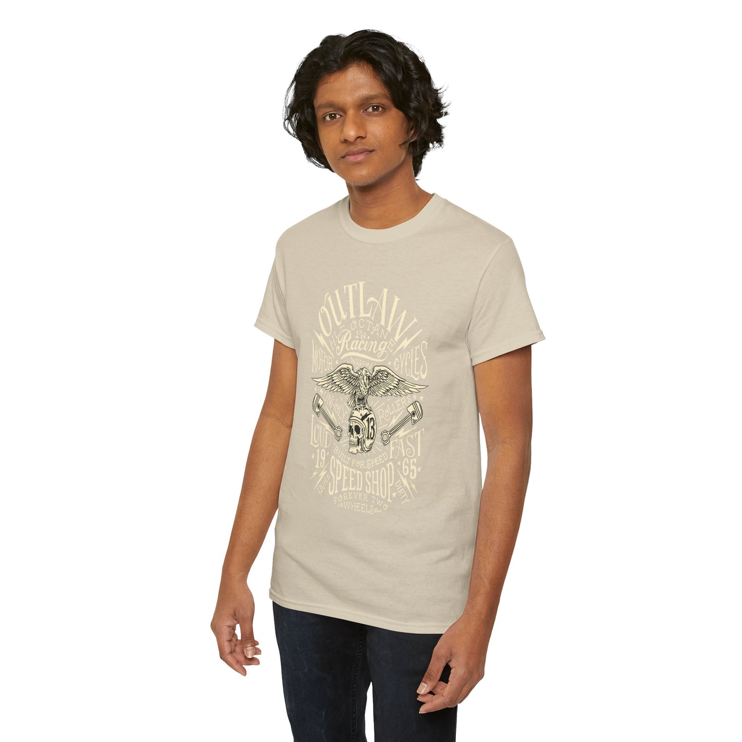 Outlaw Speedshop Biker Tee | Gildan® 5000 Heavy Cotton™ - Bold Design, Durable & Comfortable for Riders