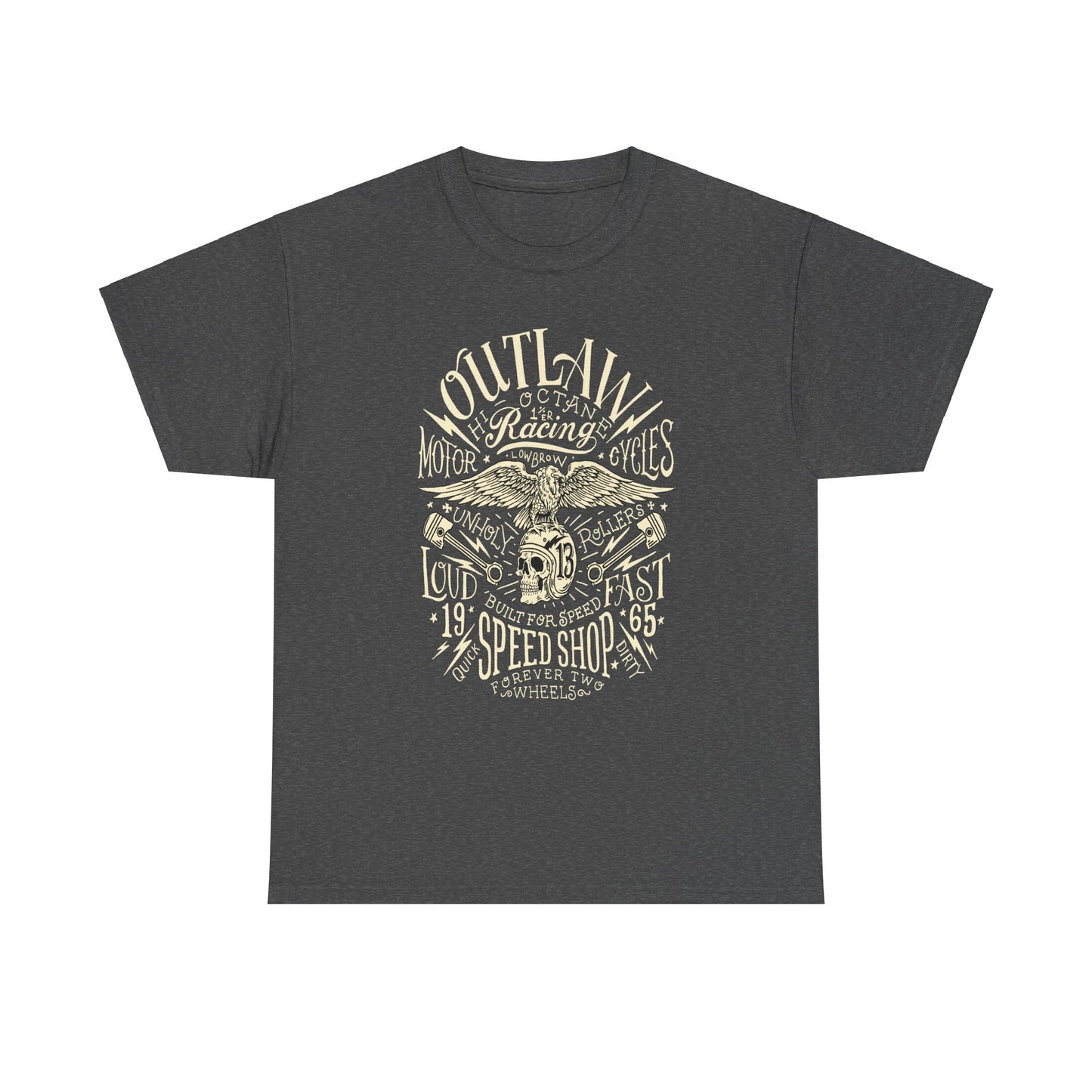 Outlaw Speedshop Biker Tee | Gildan® 5000 Heavy Cotton™ - Bold Design, Durable & Comfortable for Riders