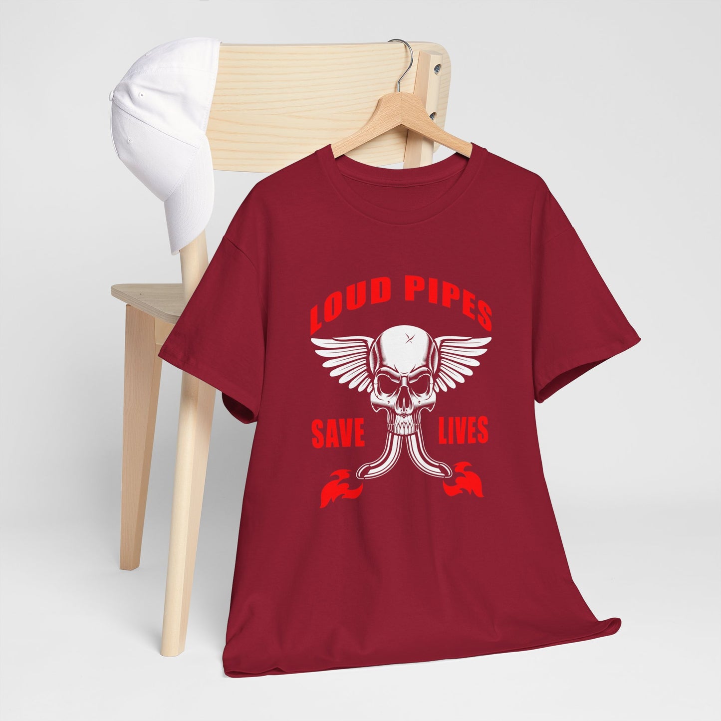 Loud Pipes Save Lives Graphic Tee - Gildan® 5000 Heavy Cotton™, Classic Fit for Passionate Riders