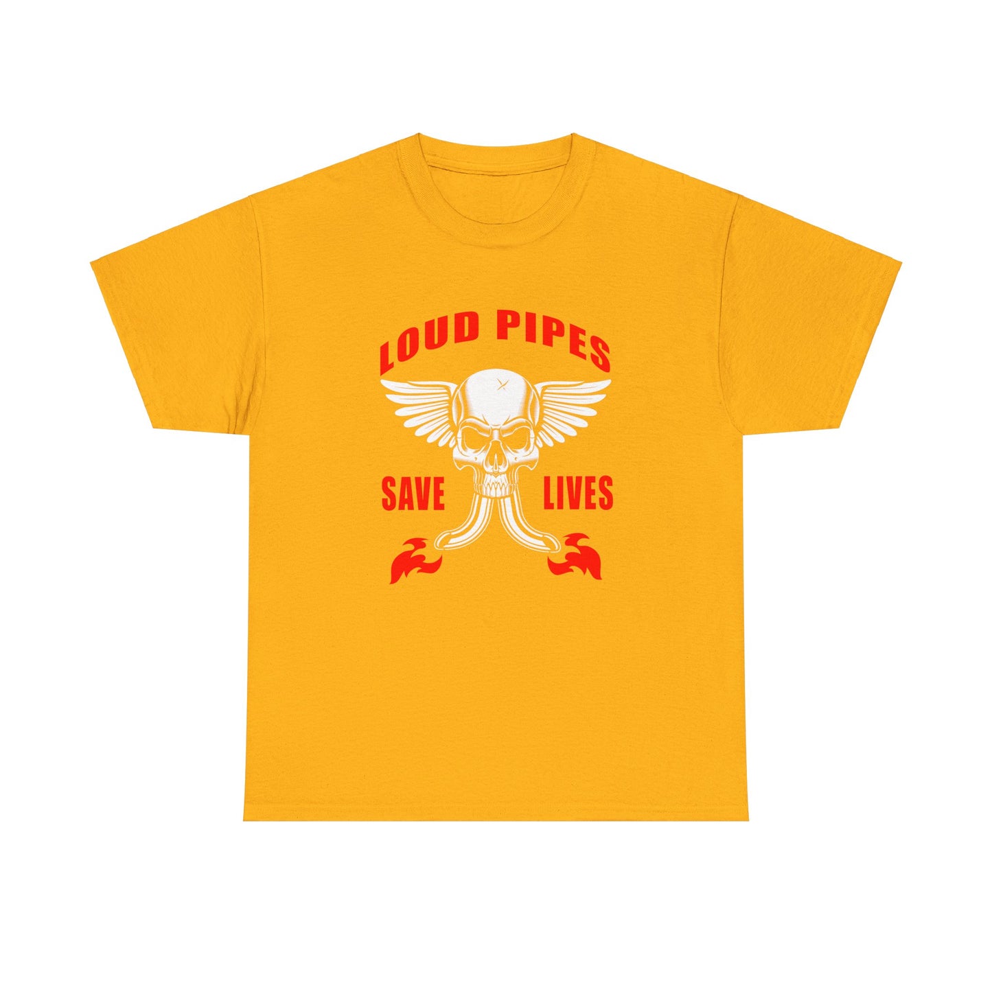 Loud Pipes Save Lives Graphic Tee - Gildan® 5000 Heavy Cotton™, Classic Fit for Passionate Riders