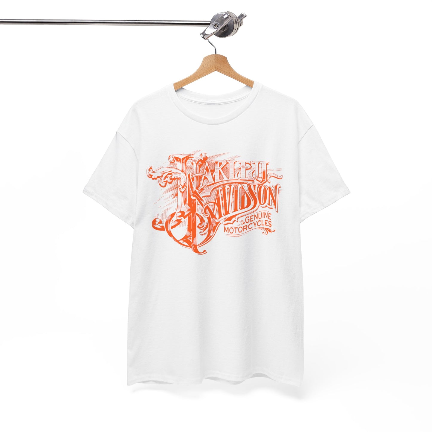 Harley Davidson Text Tee - Gildan® 5000 Heavy Cotton™, Sleek and Stylish Design, Edgy & Comfortable Streetwear