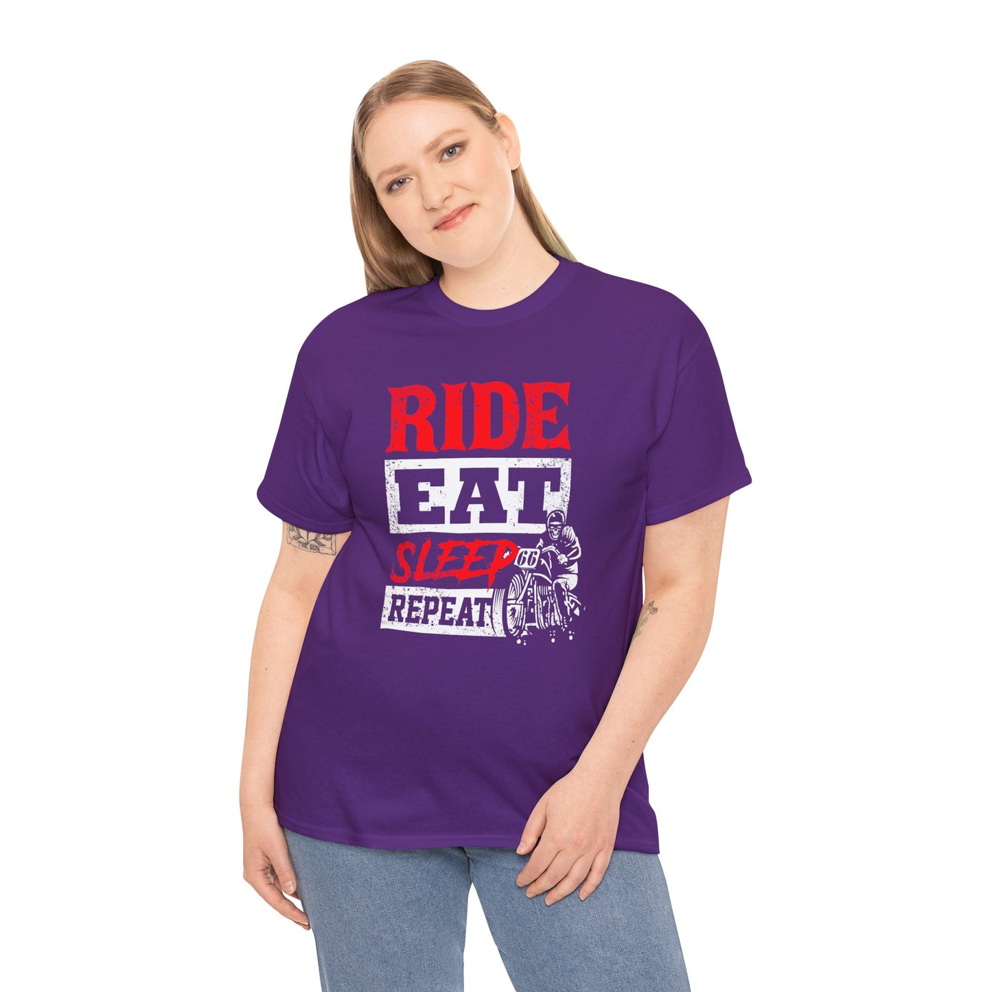 Ride, Eat, Sleep, Repeat Lifestyle Tee | Gildan® 5000 Heavy Cotton™ - Classic Comfort for Bikers