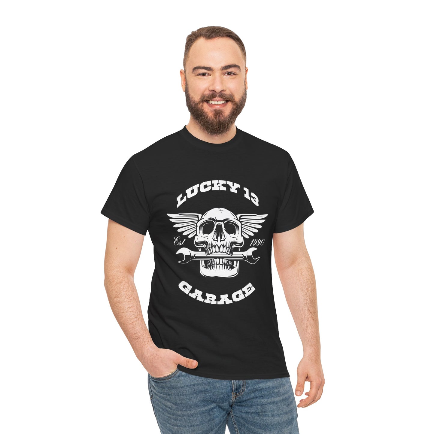 Lucky 13 Motorcycle Tee - Gildan® 5000 Heavy Cotton™, Iconic Design, Midweight Fabric for Everyday Wear