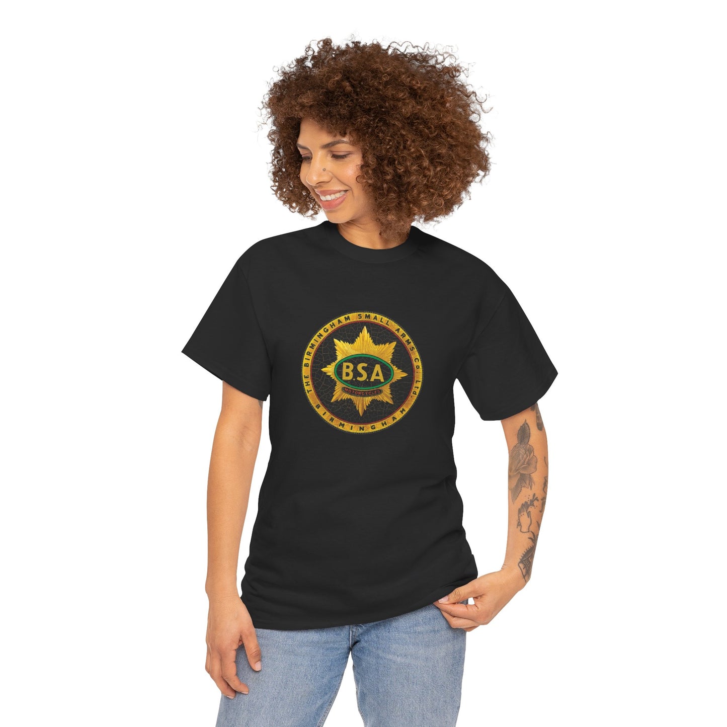 Vintage BSA Logo Tee - Gildan® 5000 Heavy Cotton™, Perfect for Bikers & Motorcycle Enthusiasts
