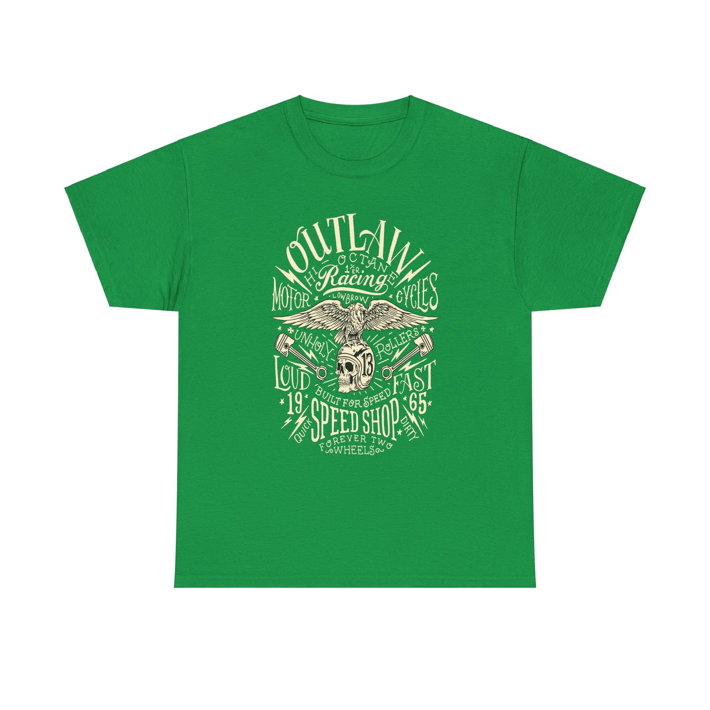 Outlaw Speedshop Biker Tee | Gildan® 5000 Heavy Cotton™ - Bold Design, Durable & Comfortable for Riders