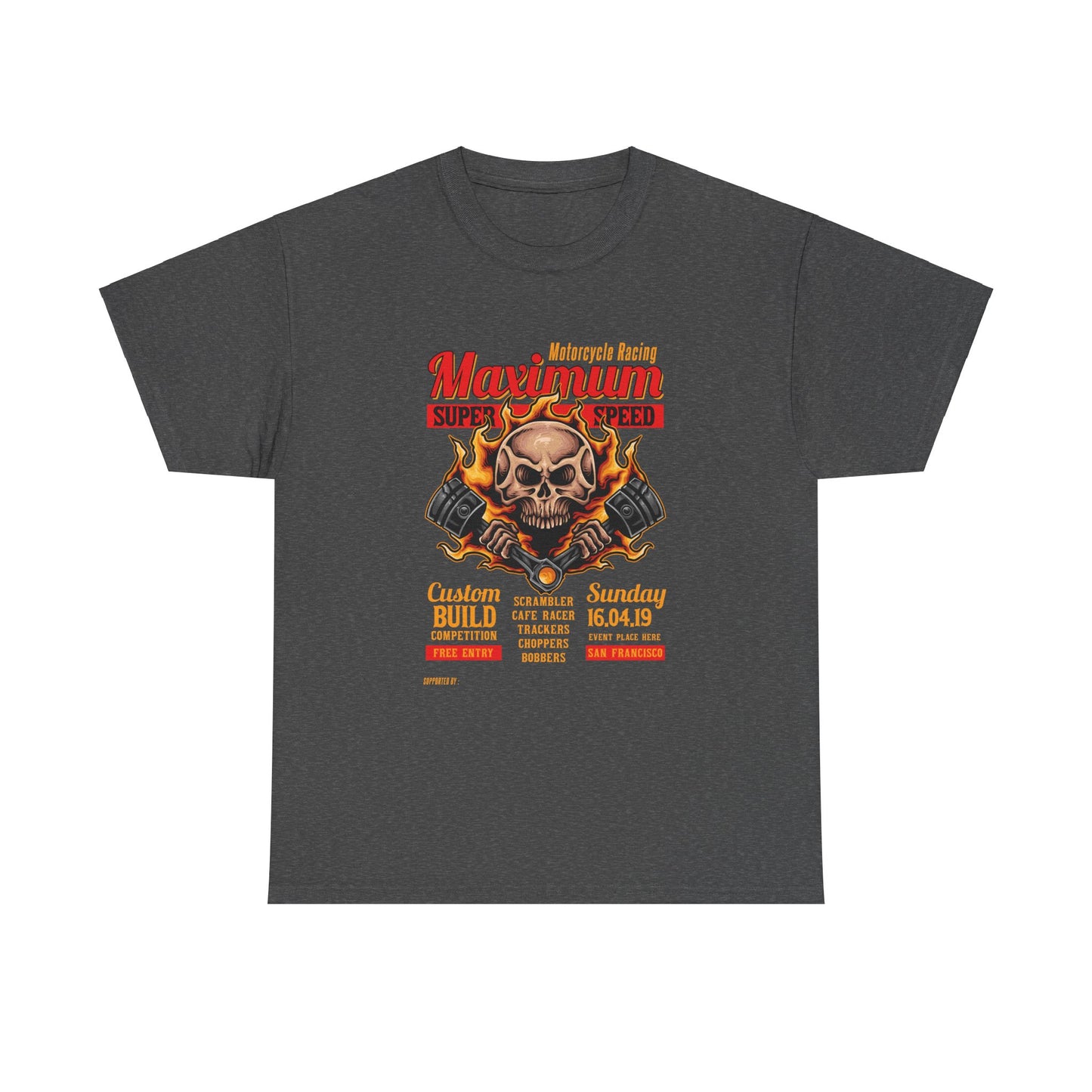 Fire Piston Motorcycle Tee - Gildan® 5000 Heavy Cotton™, Durable & Comfortable Fit