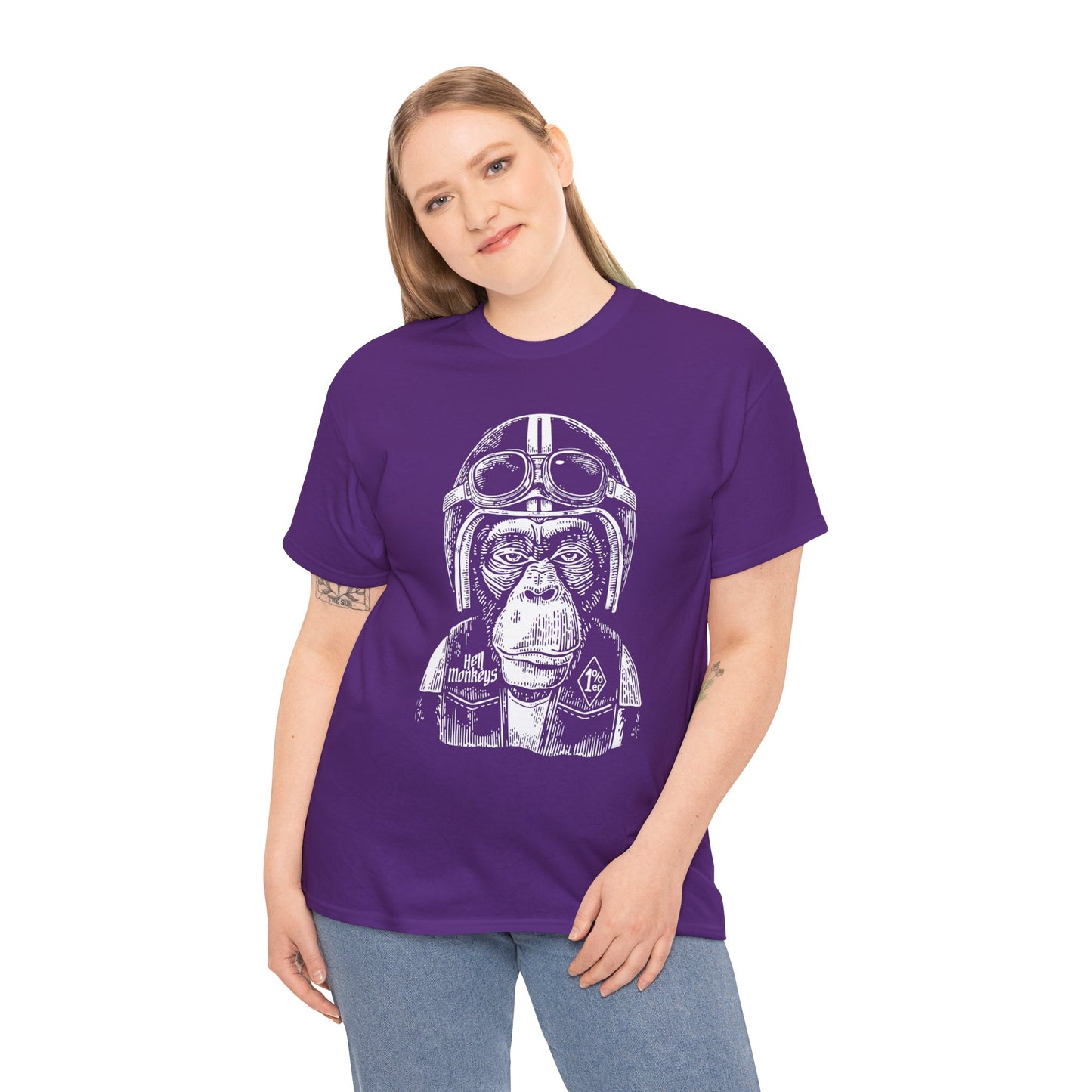 Ride Wild: Hell's Monkey Ape Biker T-Shirt - Gildan® 5000 Heavy Cotton™, Rugged Style for True Bikers
