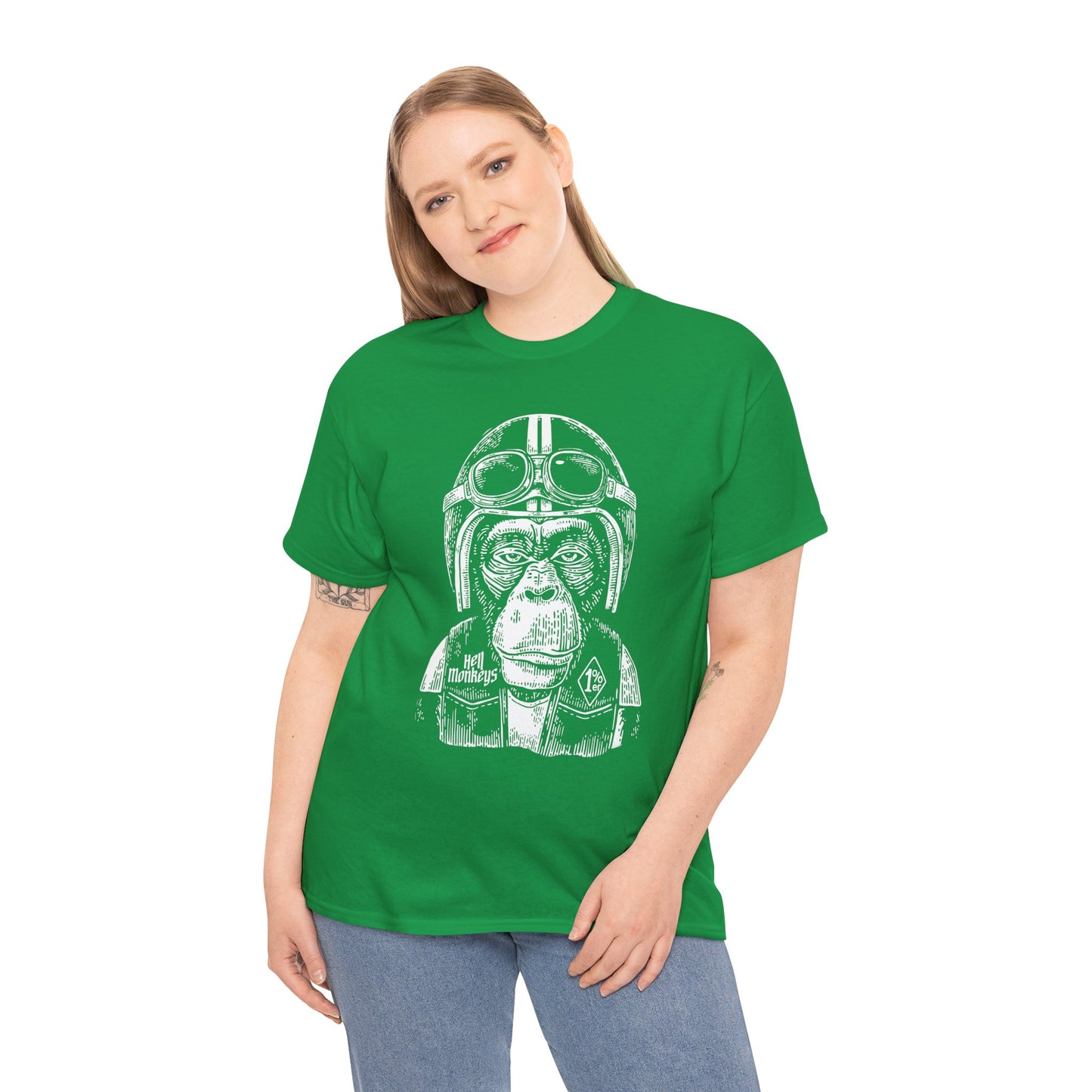 Ride Wild: Hell's Monkey Ape Biker T-Shirt - Gildan® 5000 Heavy Cotton™, Rugged Style for True Bikers