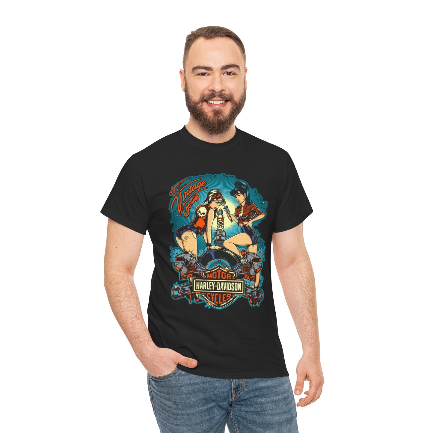Harley Davidson T-Shirt | Gildan® 5000 Heavy Cotton™, Classic Fit, Timeless Biker Style