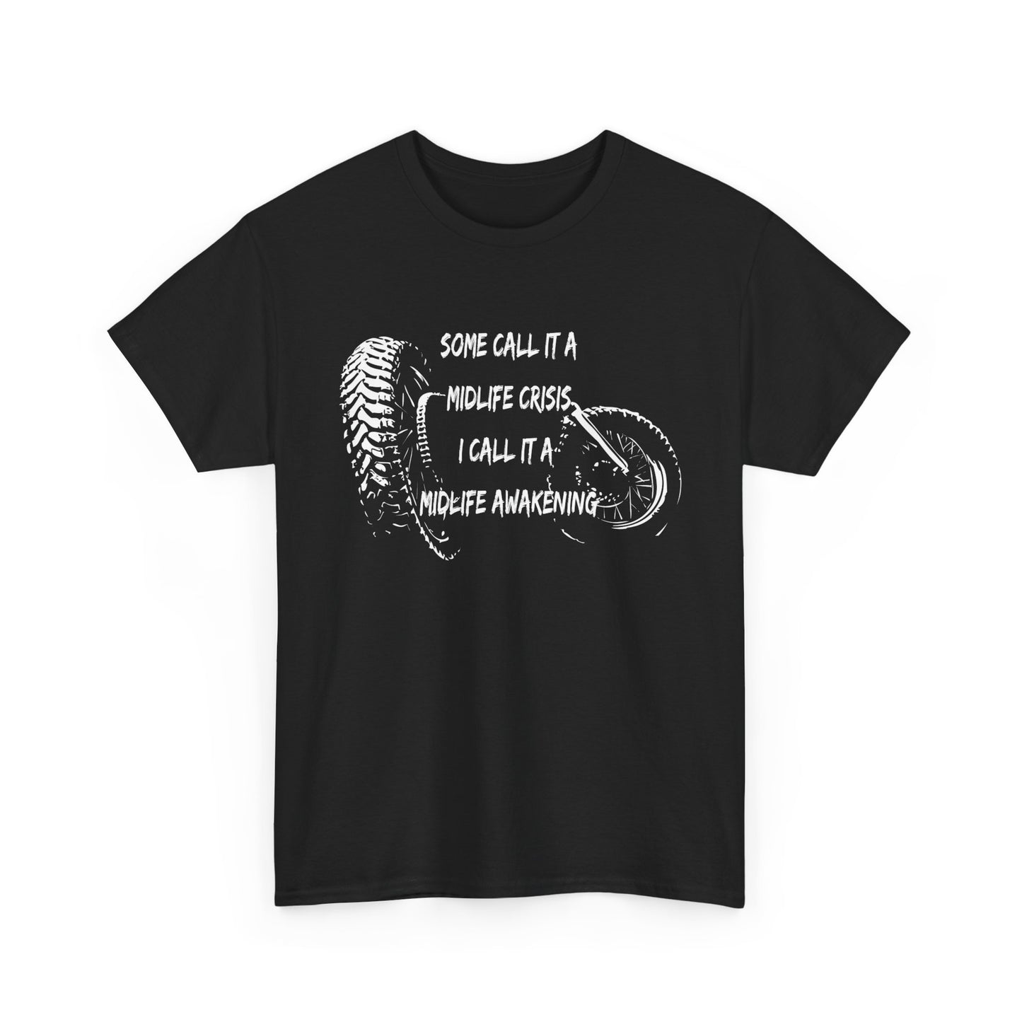 Midlife Crisis Motorcycle Slogan Tee - Gildan® 5000 Heavy Cotton™, For Edgy, Fearless Riders