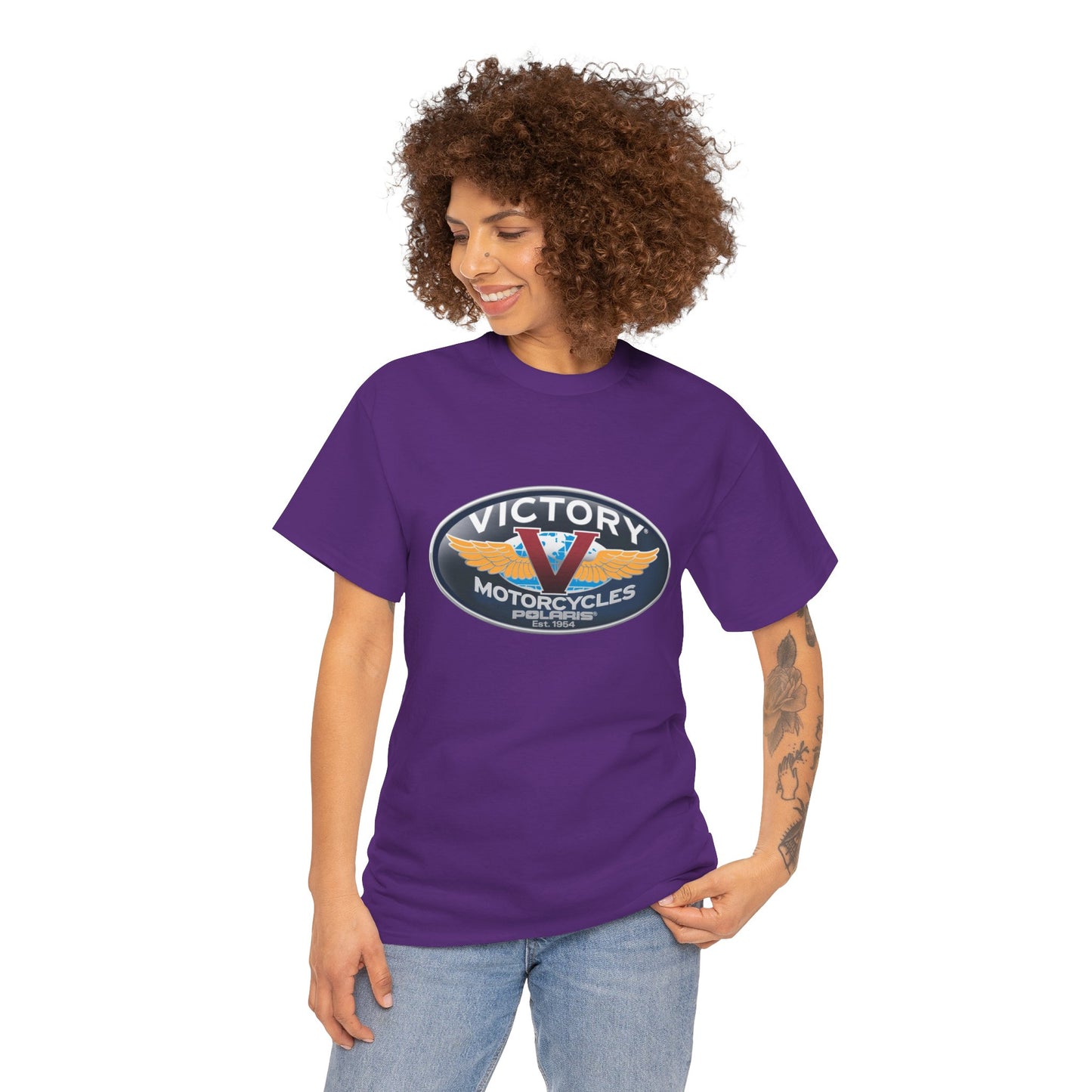 Victory Polaris Logo Tee - Gildan® 5000 Heavy Cotton™, Quality Fabric for the Modern Biker