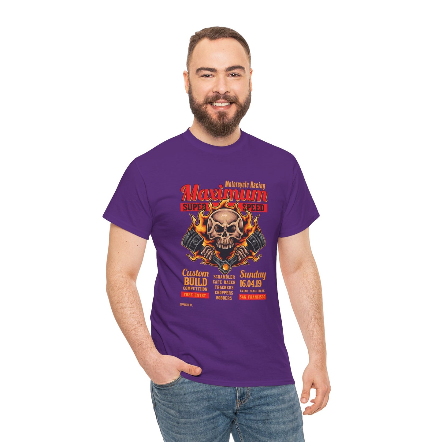 Fire Piston Motorcycle Tee - Gildan® 5000 Heavy Cotton™, Durable & Comfortable Fit
