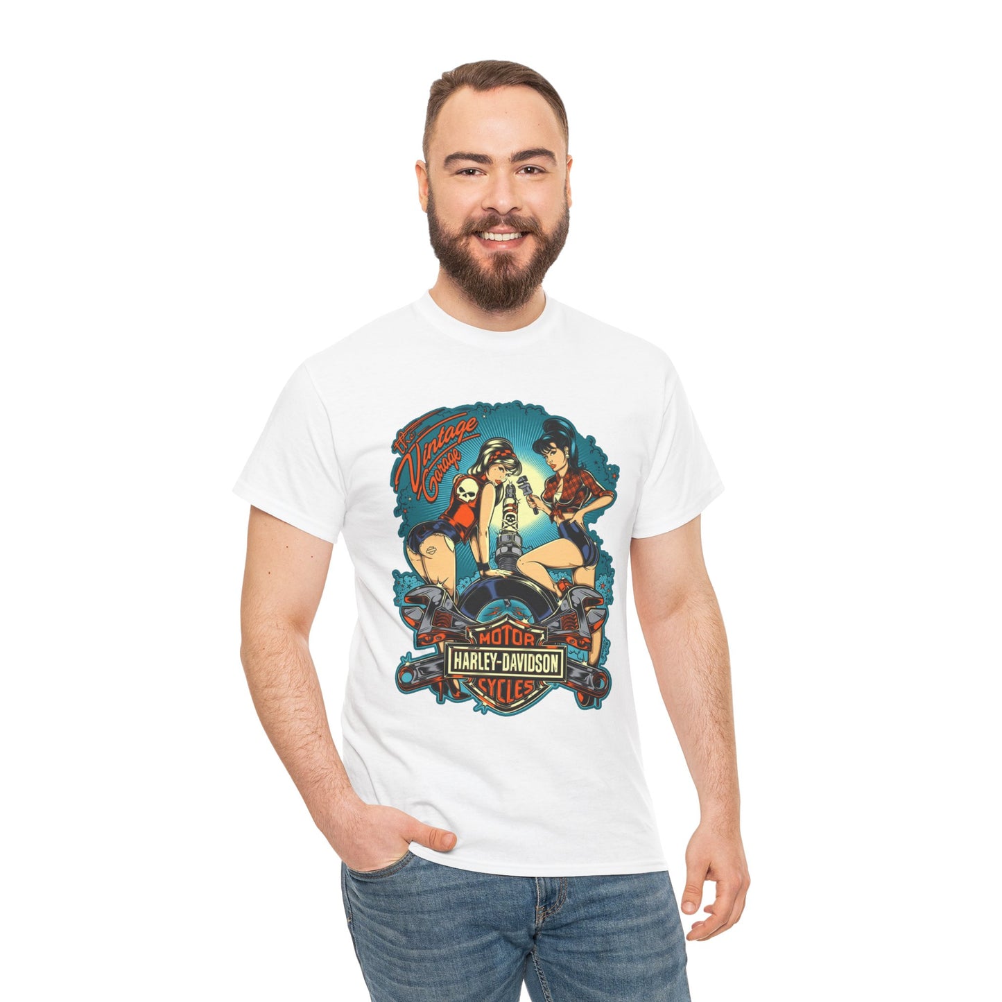 Harley Davidson T-Shirt | Gildan® 5000 Heavy Cotton™, Classic Fit, Timeless Biker Style
