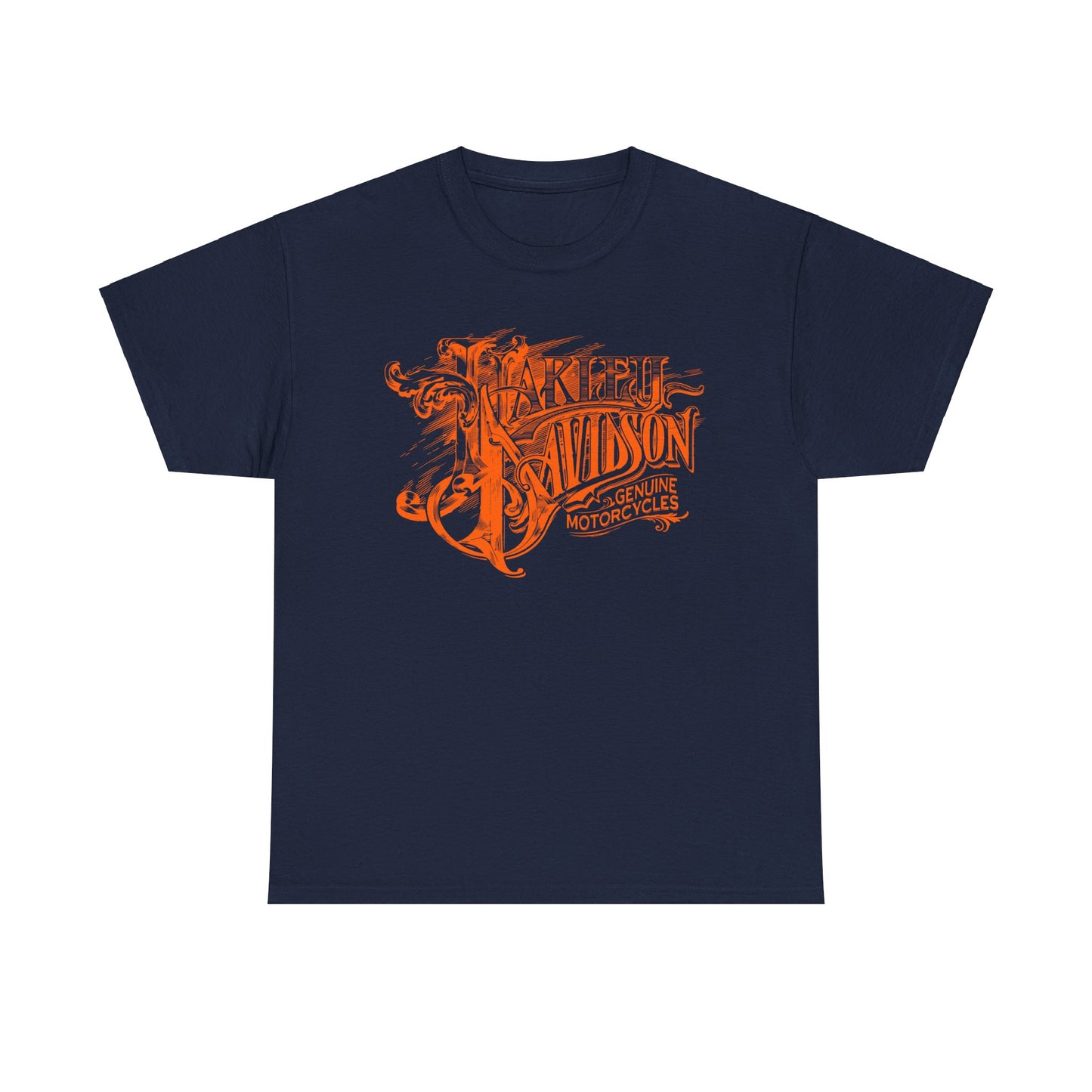 Harley Davidson Text Tee - Gildan® 5000 Heavy Cotton™, Sleek and Stylish Design, Edgy & Comfortable Streetwear