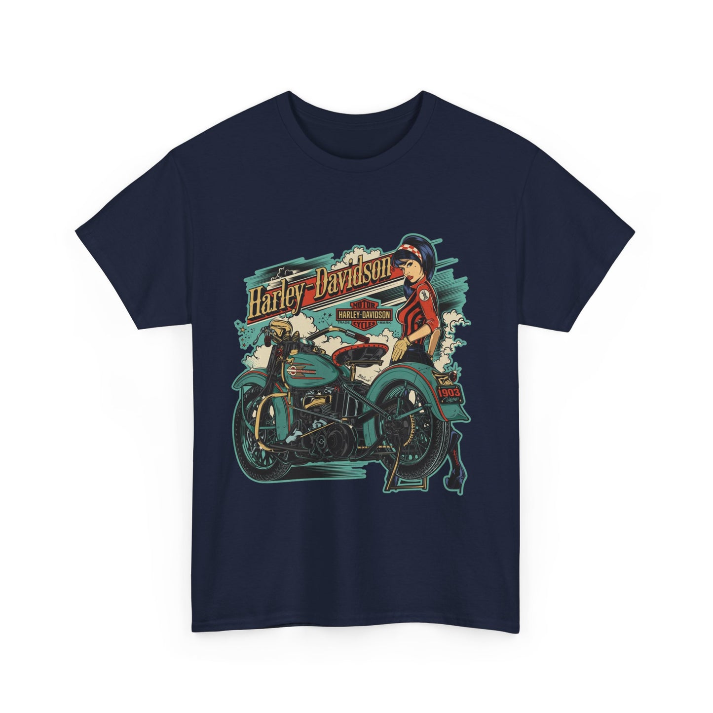 Harley-Davidson 1903 Retro T-Shirt - Gildan® 5000 Heavy Cotton™, Timeless Style, Built for Riders
