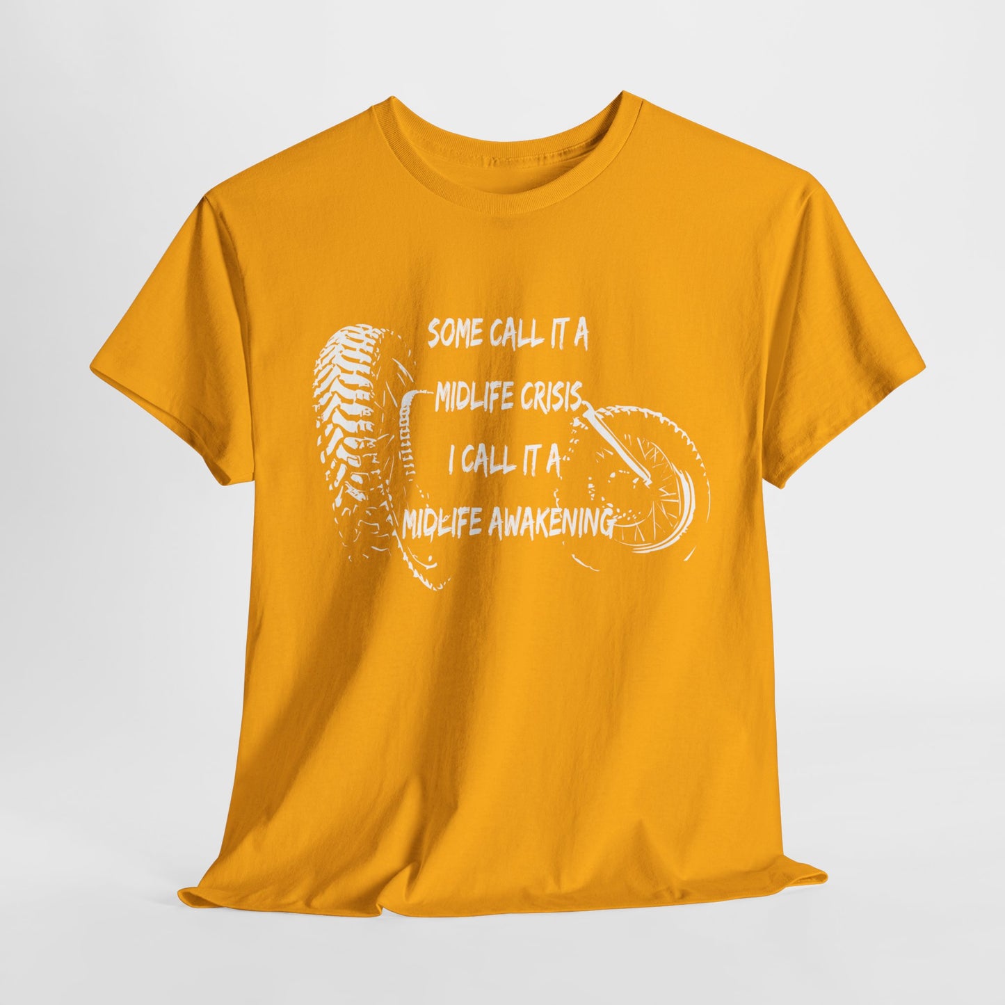 Midlife Crisis Motorcycle Slogan Tee - Gildan® 5000 Heavy Cotton™, For Edgy, Fearless Riders