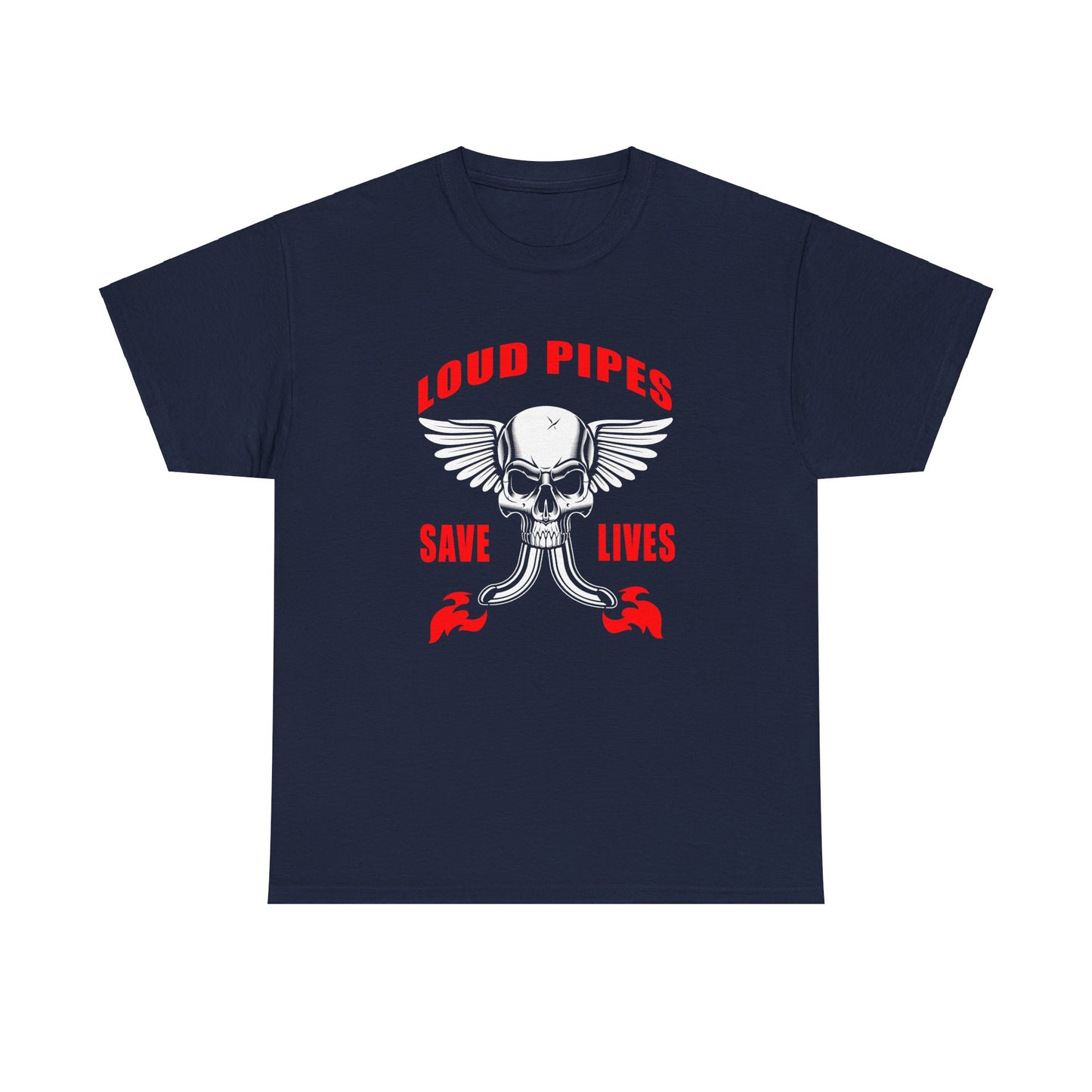 Loud Pipes Save Lives Graphic Tee - Gildan® 5000 Heavy Cotton™, Classic Fit for Passionate Riders