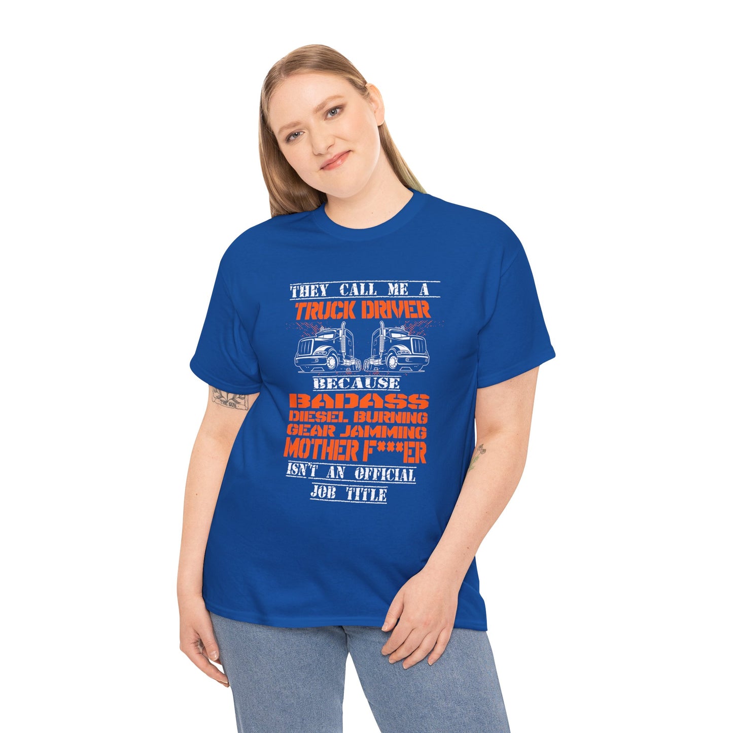 Bad Ass Trucker Tee - Gildan® 5000 Heavy Cotton™ Adult T-Shirt, Tough Design & Classic Fit