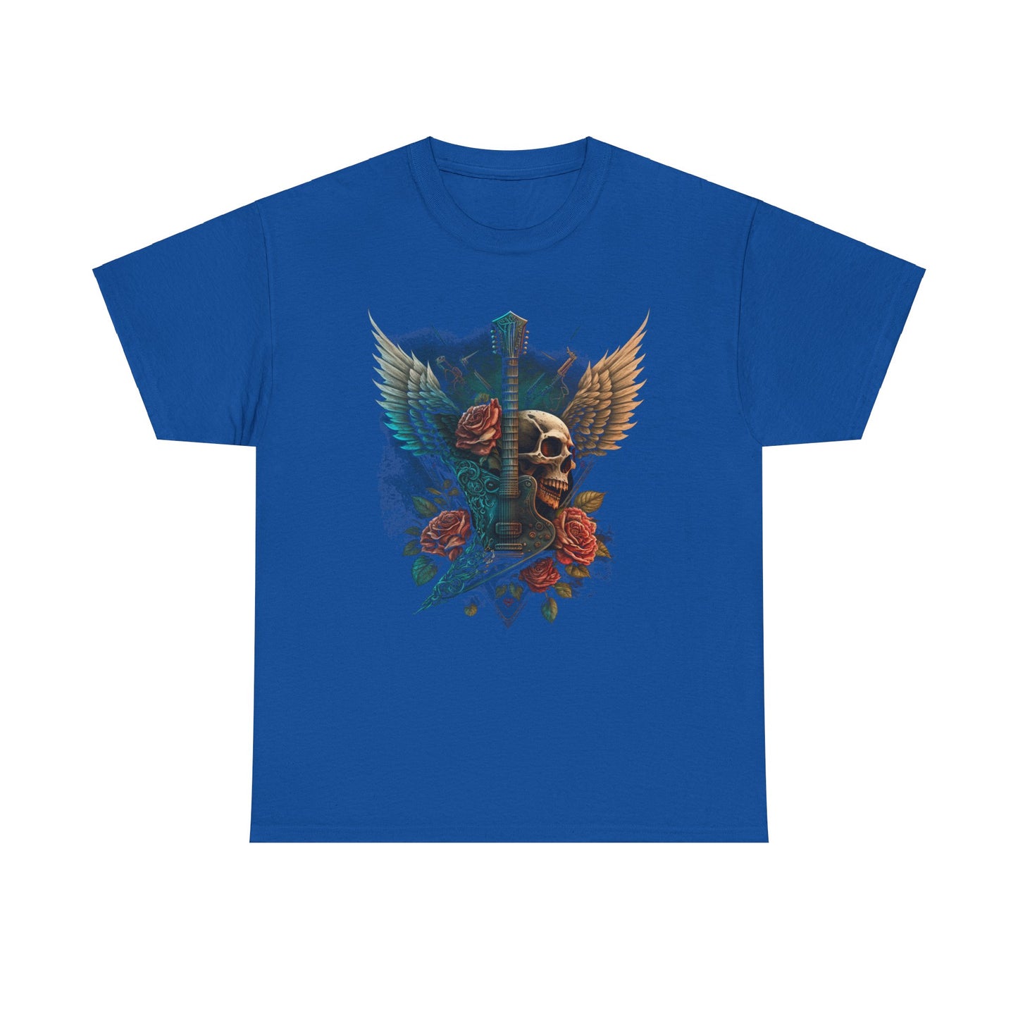 Classic Fit T-Shirt with Heavy Guitar Skull Design - Comfortable Midweight Fabric