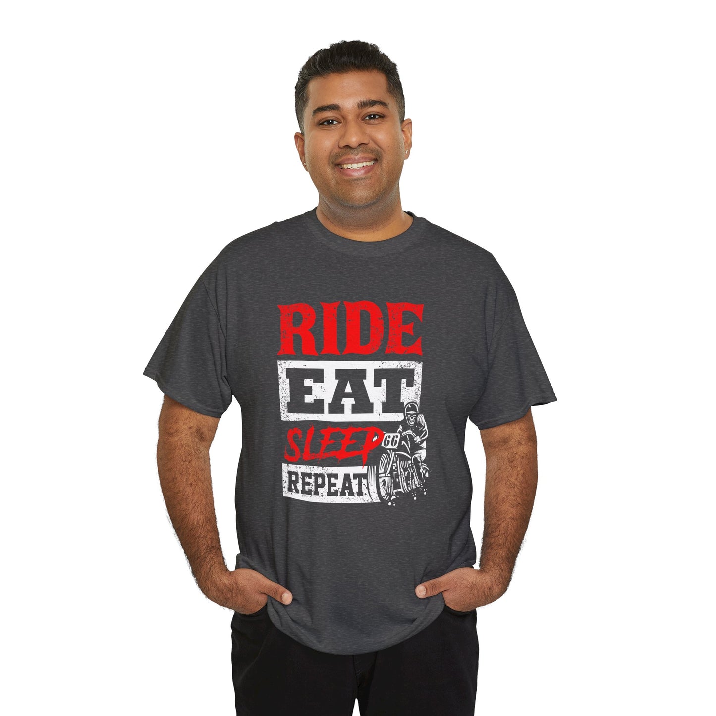 Ride, Eat, Sleep, Repeat Lifestyle Tee | Gildan® 5000 Heavy Cotton™ - Classic Comfort for Bikers