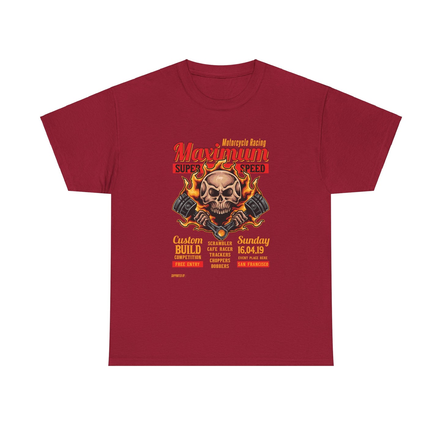 Fire Piston Motorcycle Tee - Gildan® 5000 Heavy Cotton™, Durable & Comfortable Fit