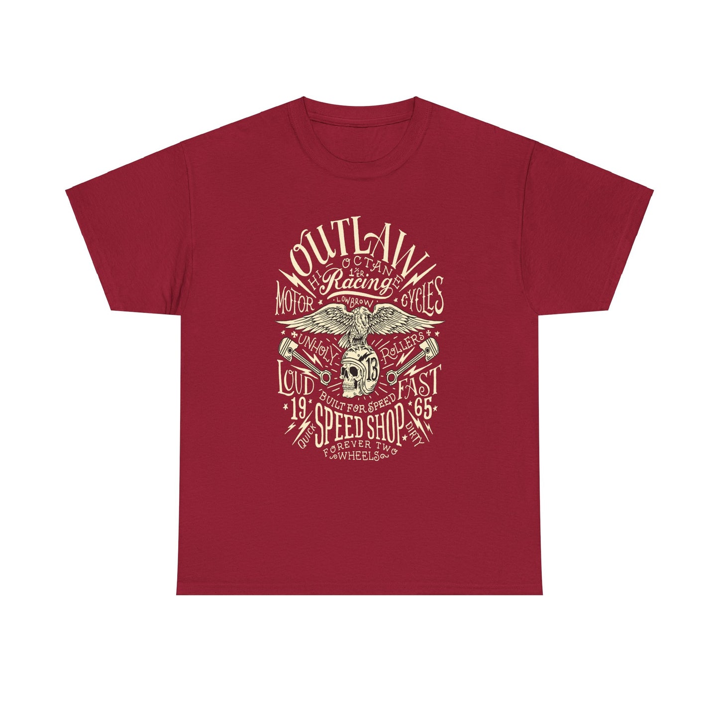 Outlaw Speedshop Biker Tee | Gildan® 5000 Heavy Cotton™ - Bold Design, Durable & Comfortable for Riders