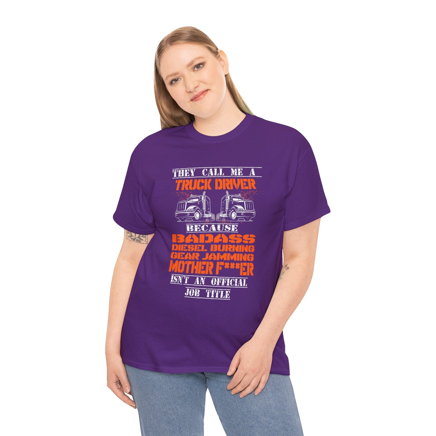 Bad Ass Trucker Tee - Gildan® 5000 Heavy Cotton™ Adult T-Shirt, Tough Design & Classic Fit