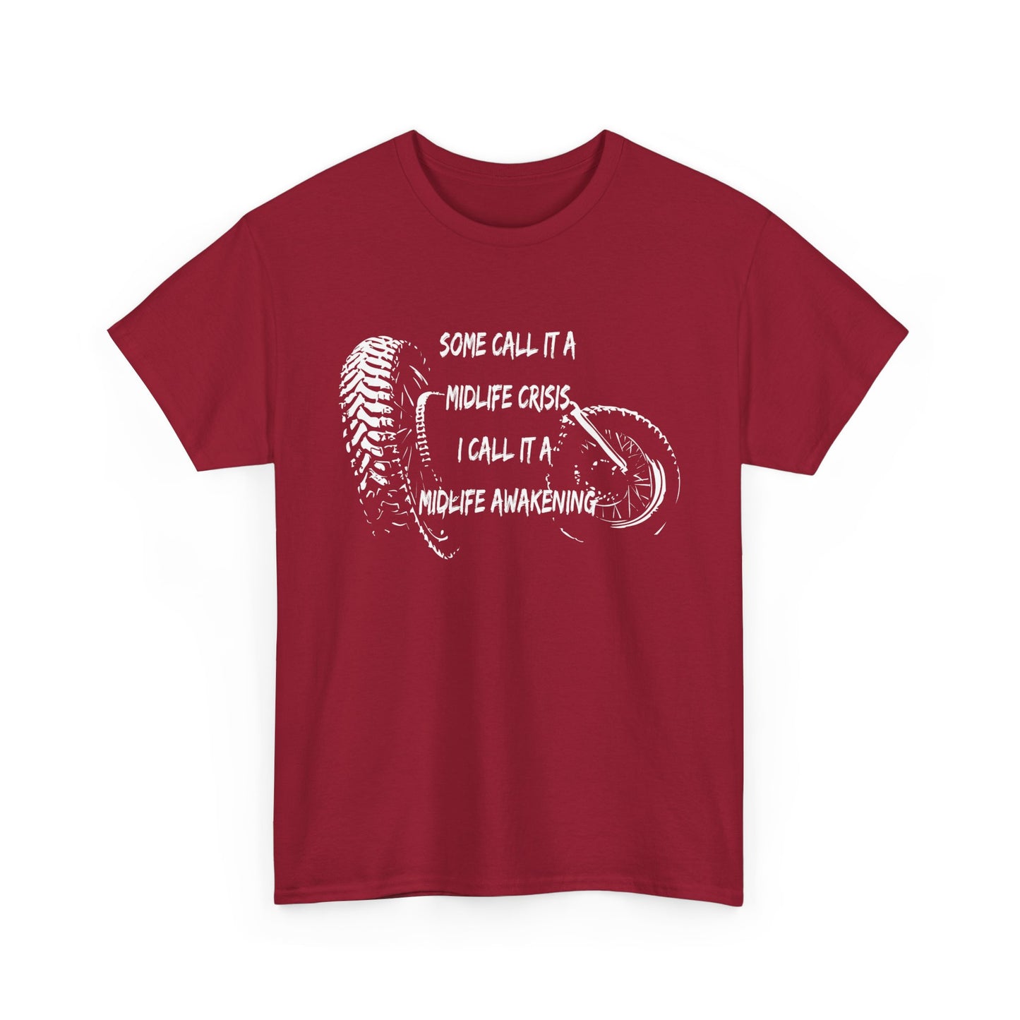 Midlife Crisis Motorcycle Slogan Tee - Gildan® 5000 Heavy Cotton™, For Edgy, Fearless Riders
