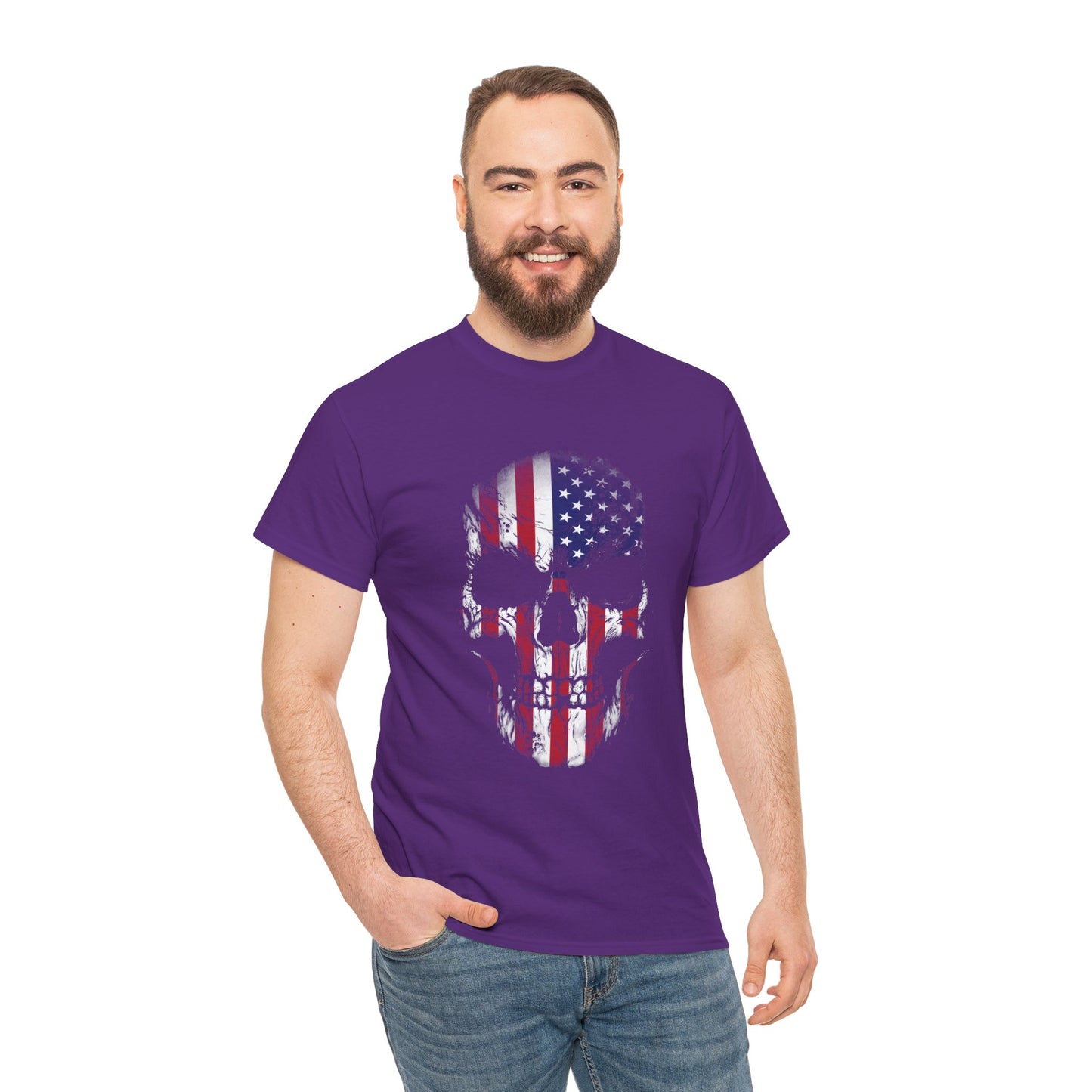 Rock the Classic Fit USA Skull Flag Tee