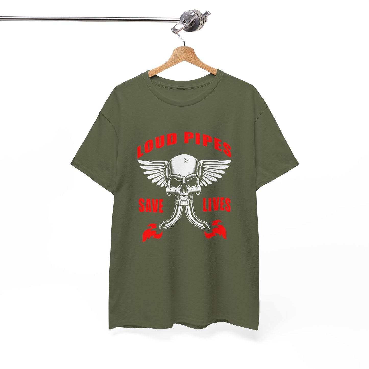 Loud Pipes Save Lives Graphic Tee - Gildan® 5000 Heavy Cotton™, Classic Fit for Passionate Riders