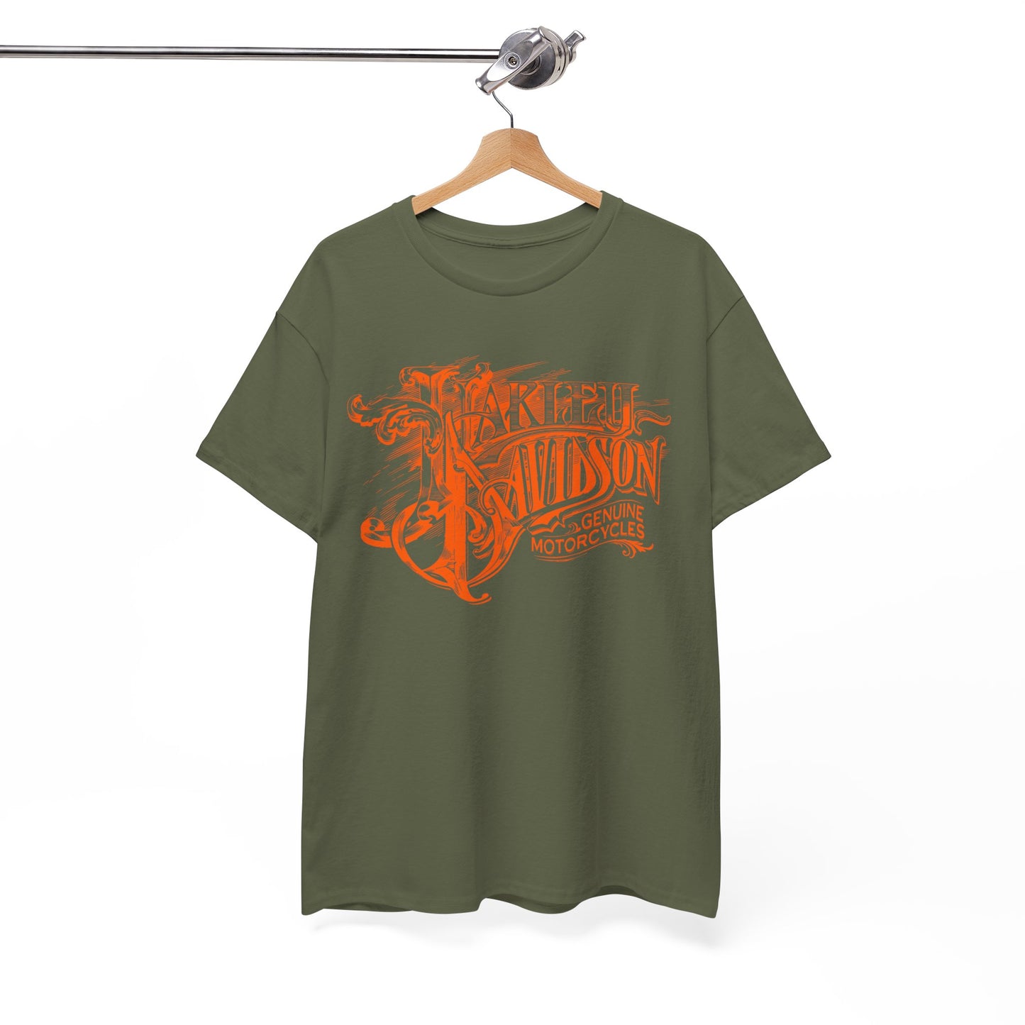 Harley Davidson Text Tee - Gildan® 5000 Heavy Cotton™, Sleek and Stylish Design, Edgy & Comfortable Streetwear