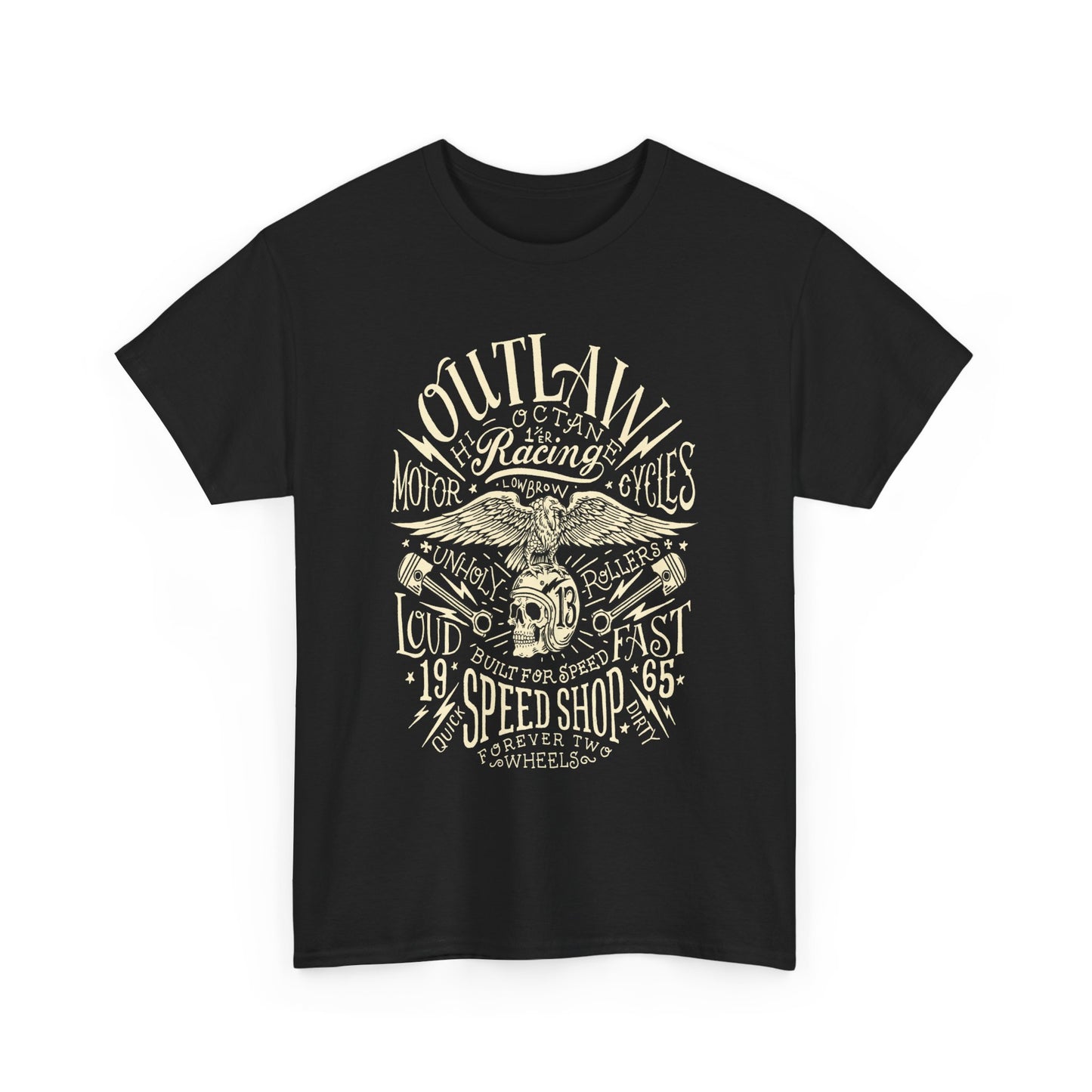 Outlaw Speedshop Biker Tee | Gildan® 5000 Heavy Cotton™ - Bold Design, Durable & Comfortable for Riders