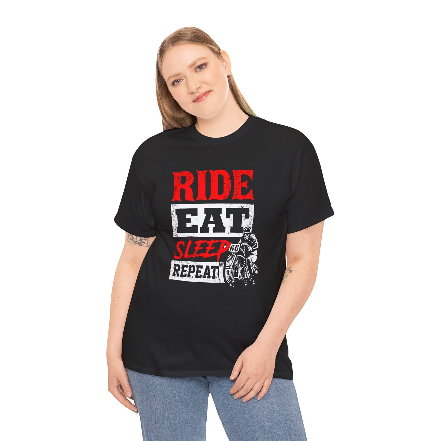 Ride, Eat, Sleep, Repeat Lifestyle Tee | Gildan® 5000 Heavy Cotton™ - Classic Comfort for Bikers